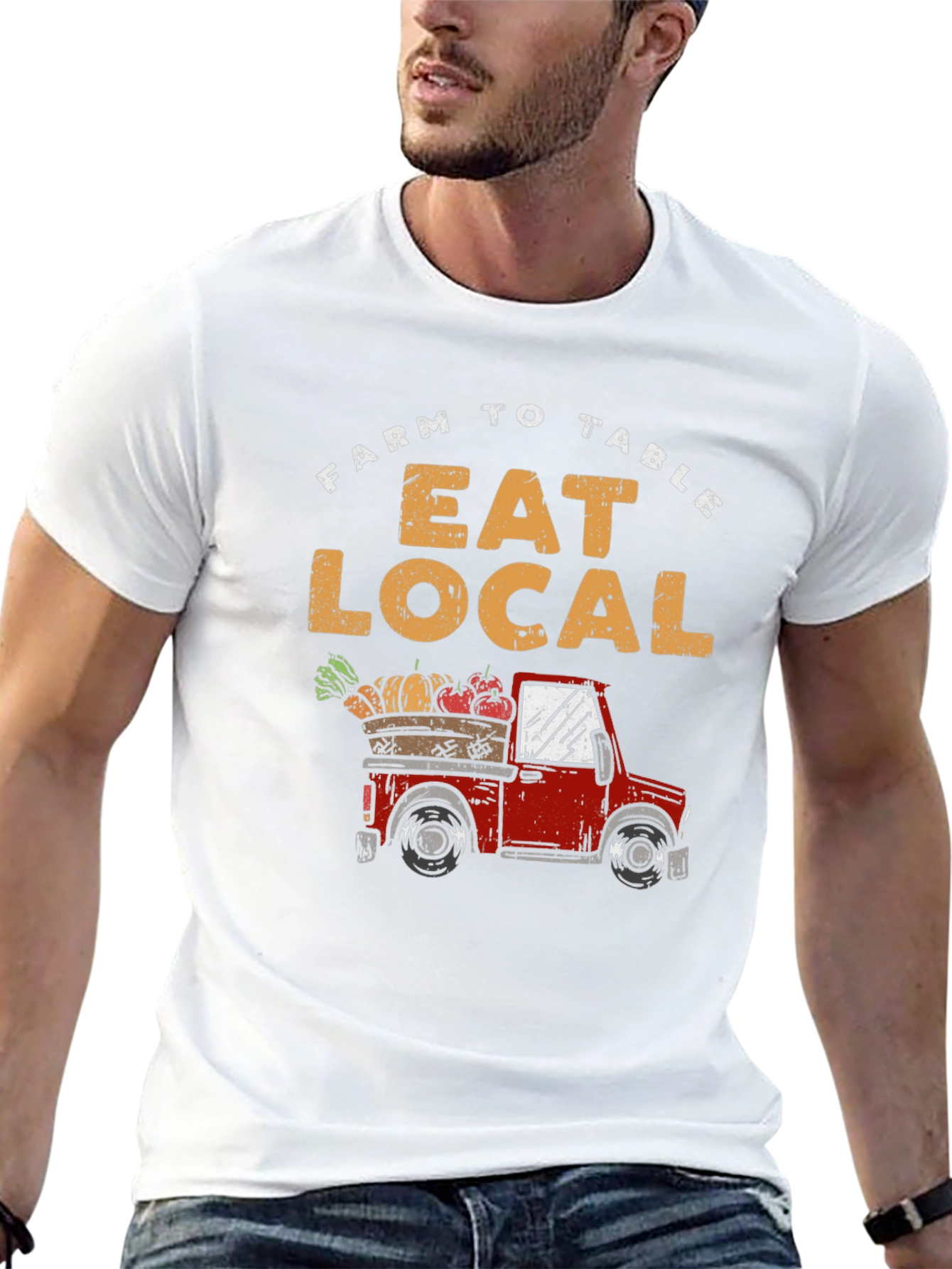 Black Farm to Table Eat Local T-Shirt view 13