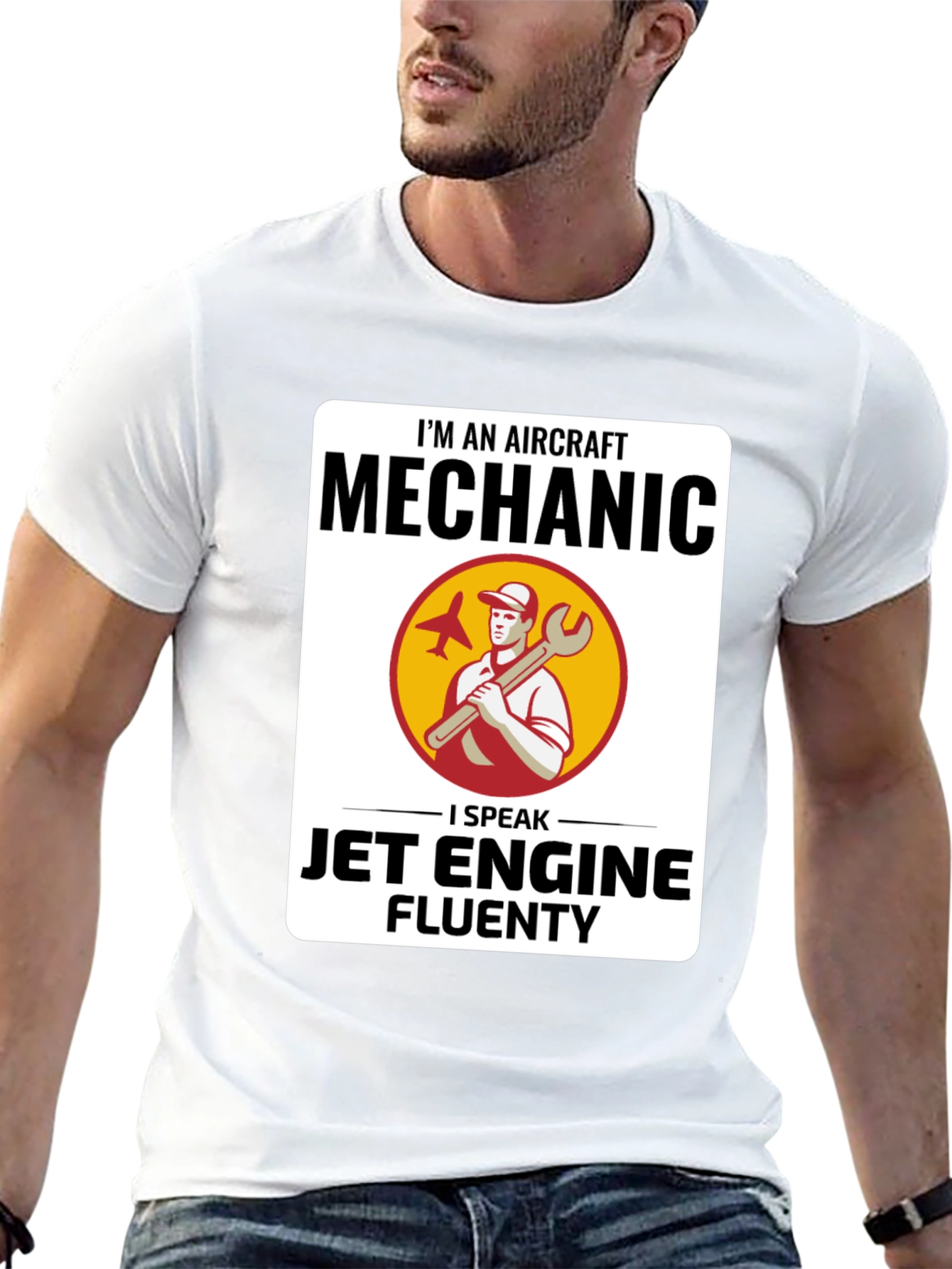 Black Aircraft Mechanic Jet Engine T-Shirt view 13