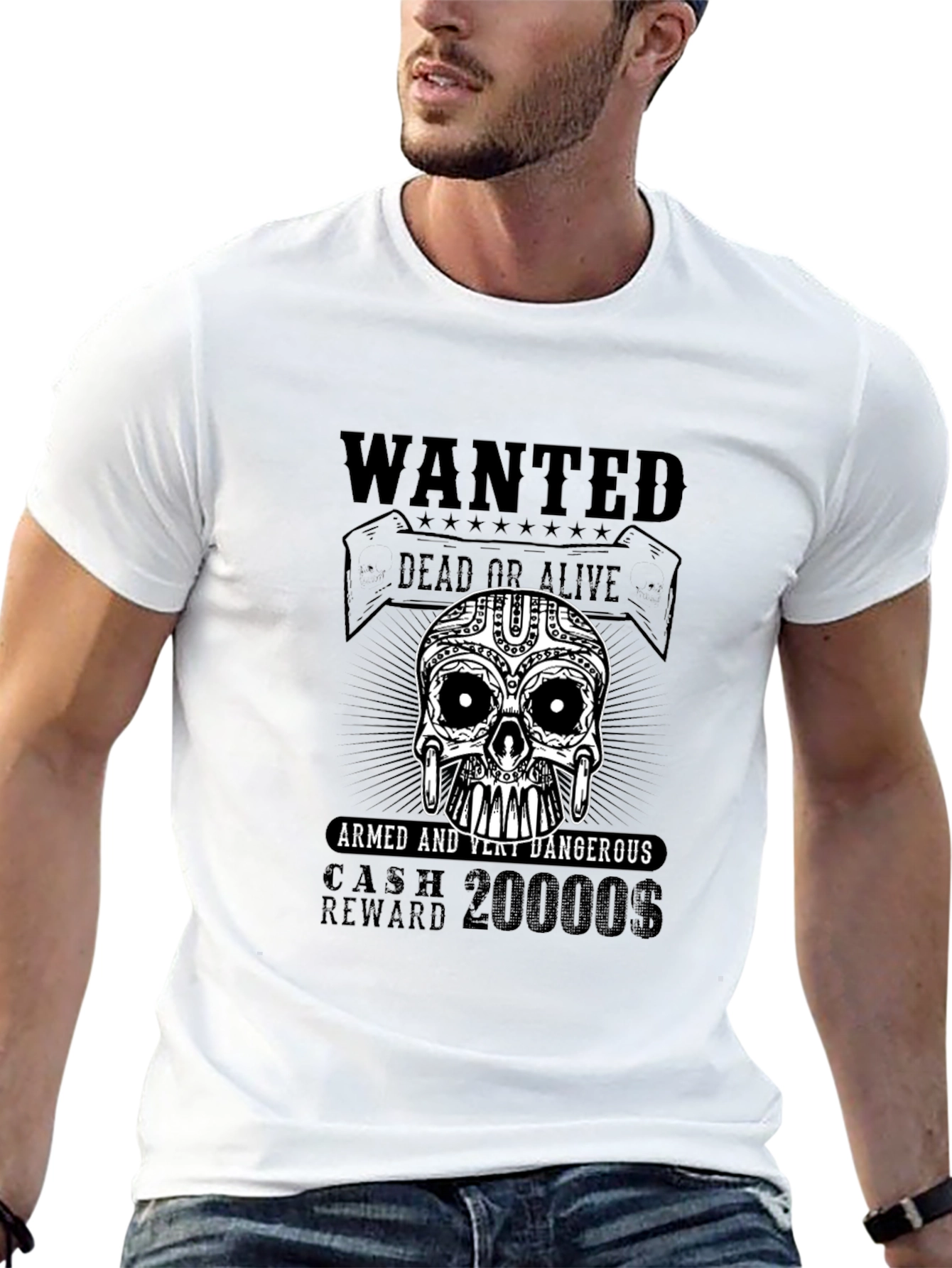 Black Wanted Skull T-Shirt - Armed & Very Dangerous view 13
