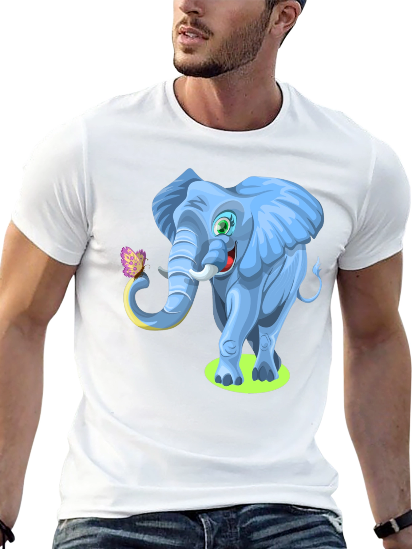 Black Cartoon Elephant Graphic Tee - Soft Cotton Blend view 13