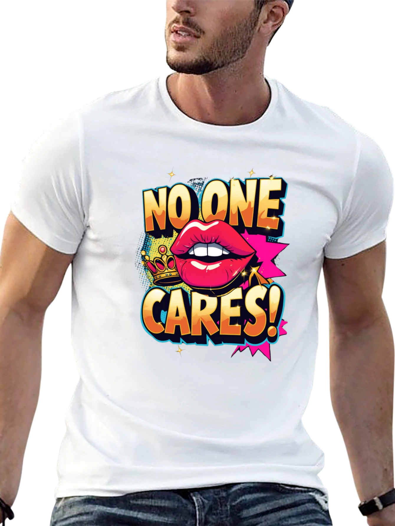 Black No One Cares Graphic Tee - Funny Slogan T-Shirt view 13