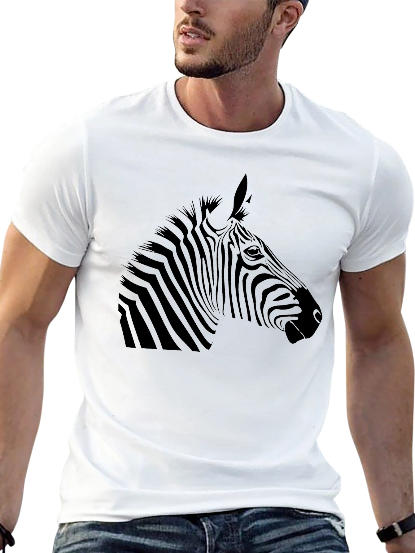Black Zebra Print T-Shirt - Stylish Animal Graphic Tee view 13