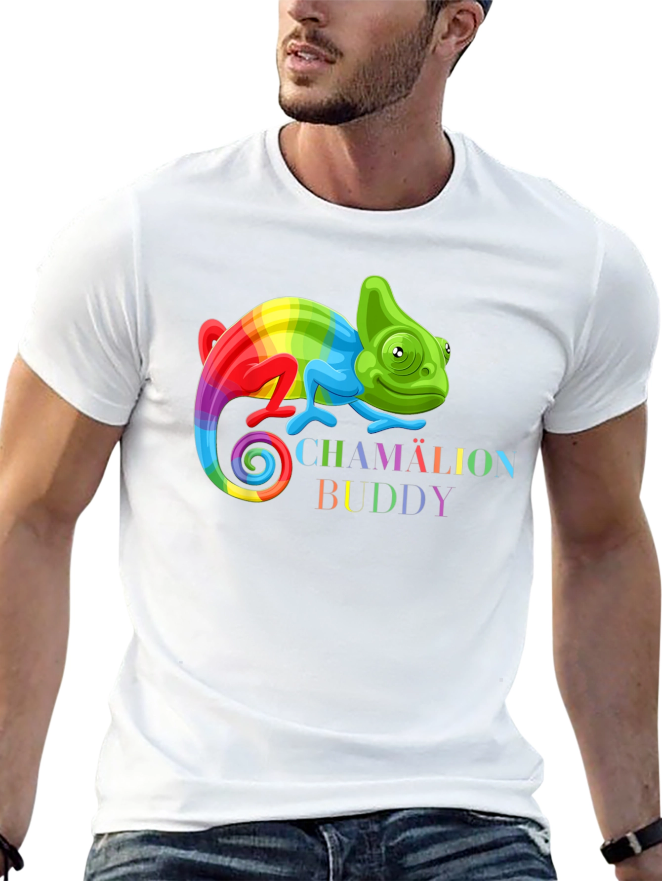 Black Rainbow Chameleon Buddy Black T-Shirt view 13