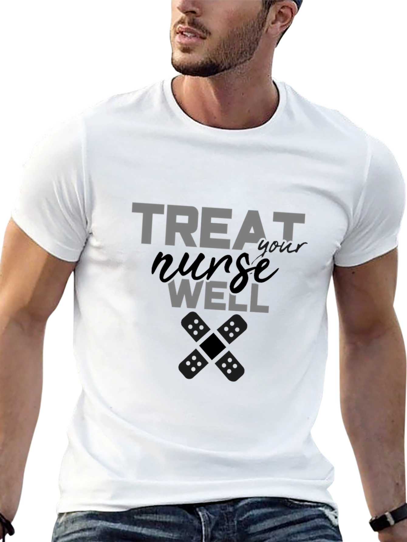 Black Treat Your Nurse Well Graphic Tee view 13