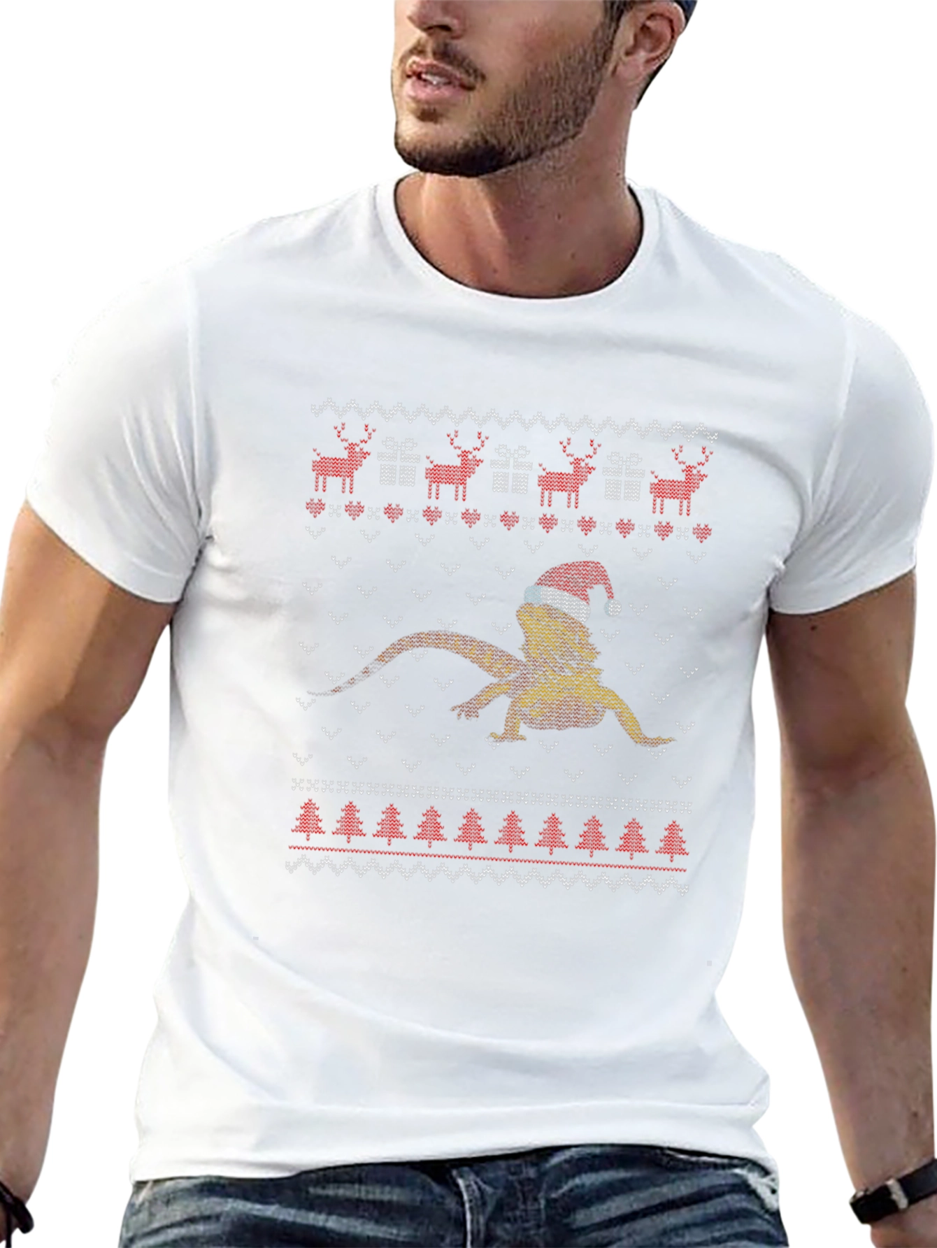 Black Bearded Dragon Christmas T-Shirt view 13