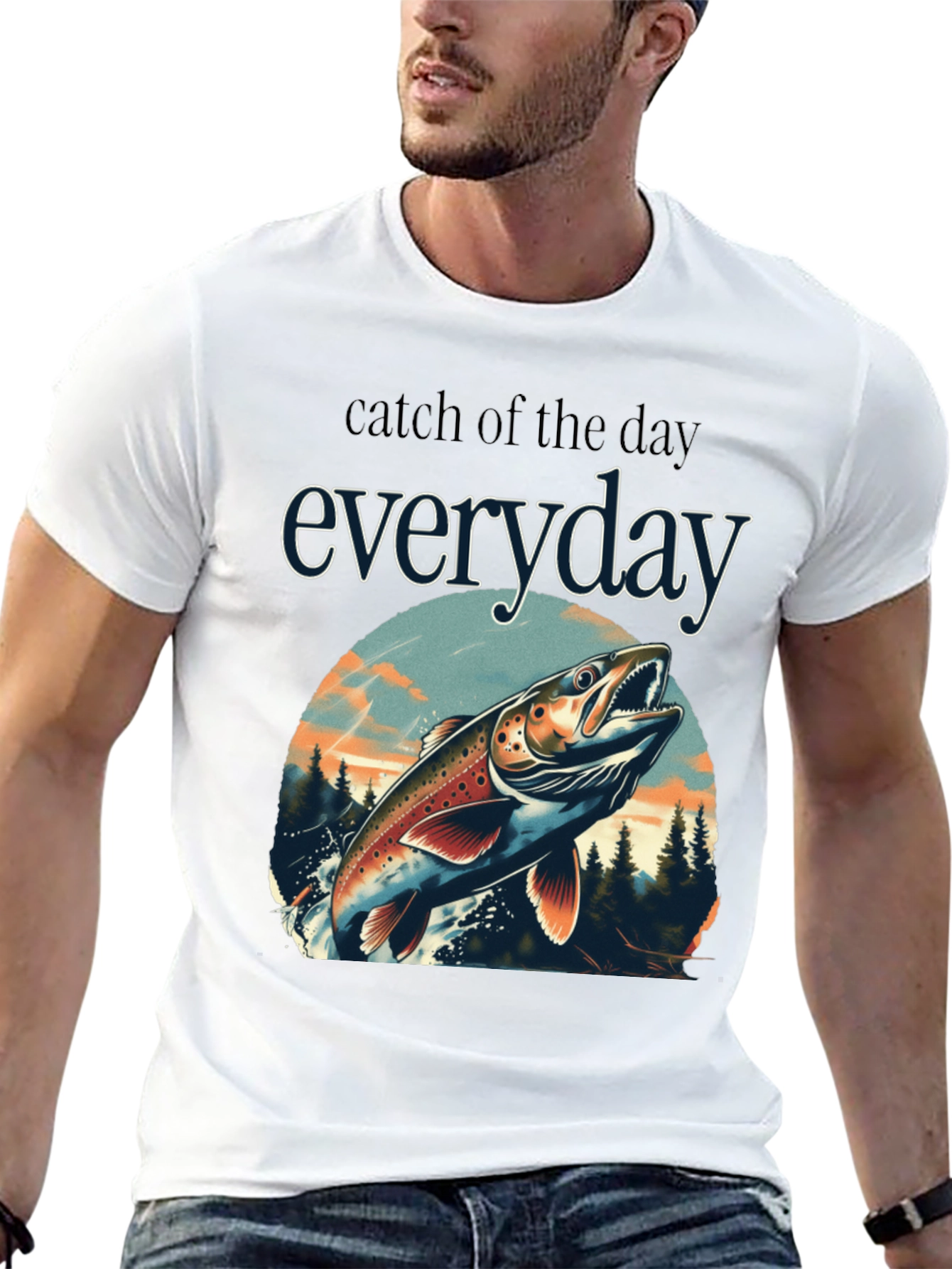 Black Catch of the Day Everyday Fishing T-Shirt view 13