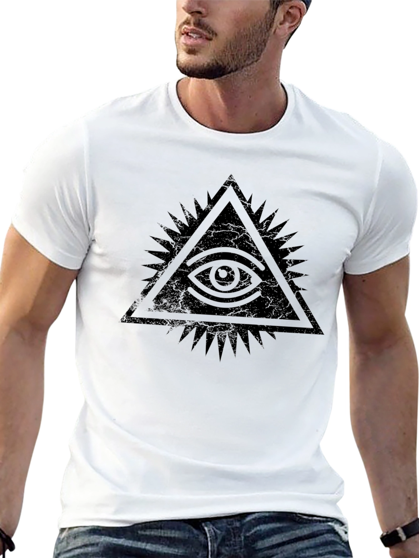 Black Eye of Providence Graphic Black T-Shirt view 13
