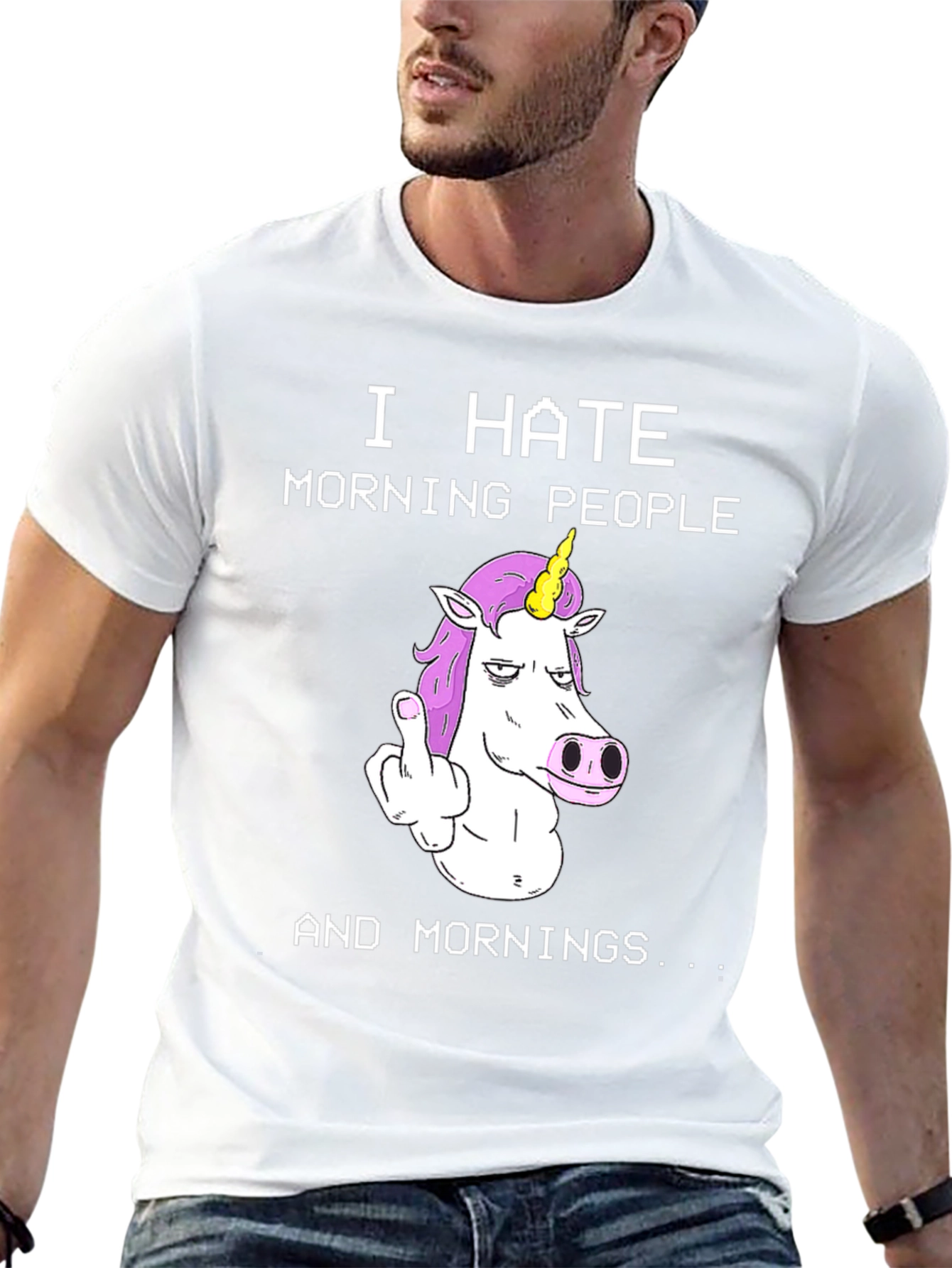 I Hate Morning People Unicorn Graphic Tee - 13