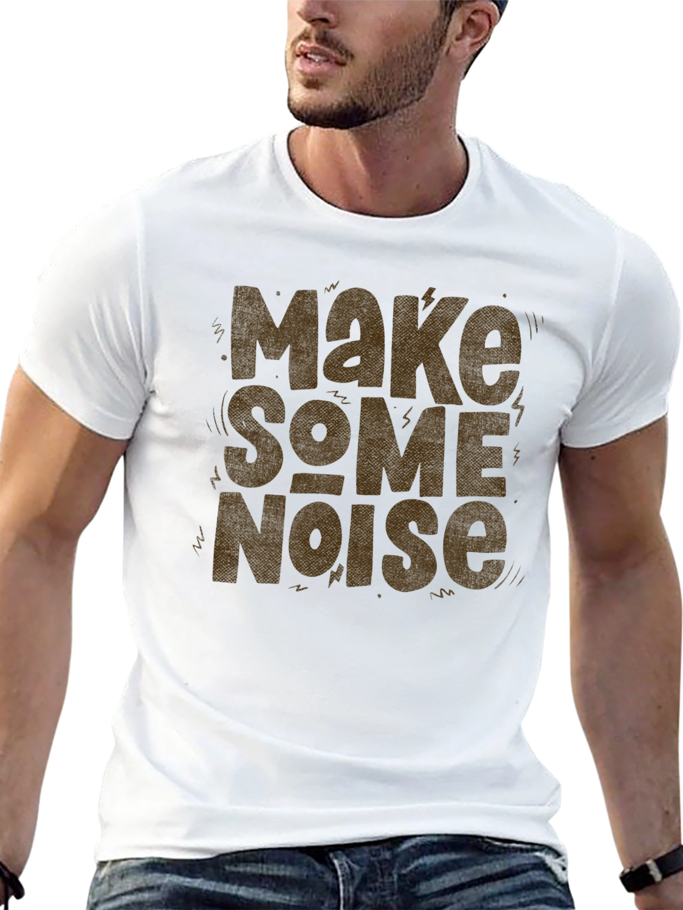 Black Make Some Noise Graphic Tee - Bold Statement Shirt view 13