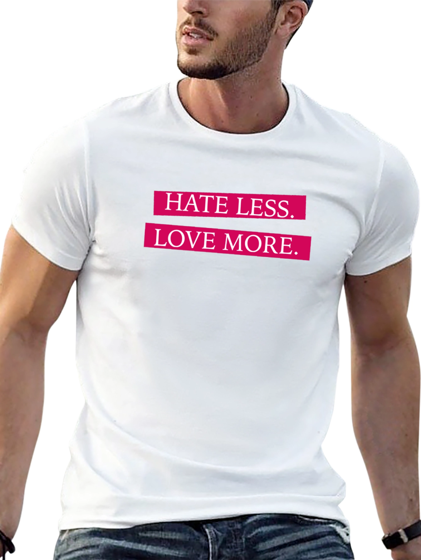 Black Hate Less Love More Graphic Tee - Black view 13