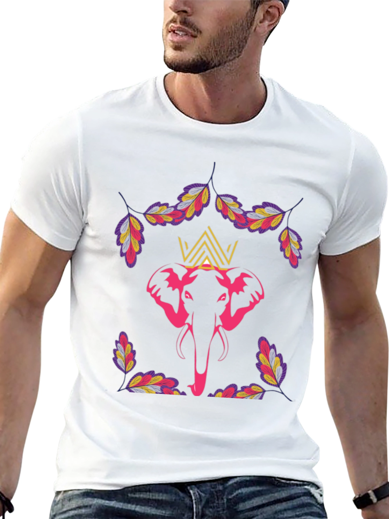 Black Elephant Crown Graphic Tee - Stylish Men's T-Shirt view 13