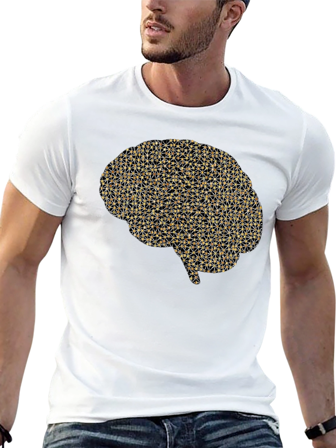 Black Brain Graphic Tee - Black Casual T-Shirt view 13