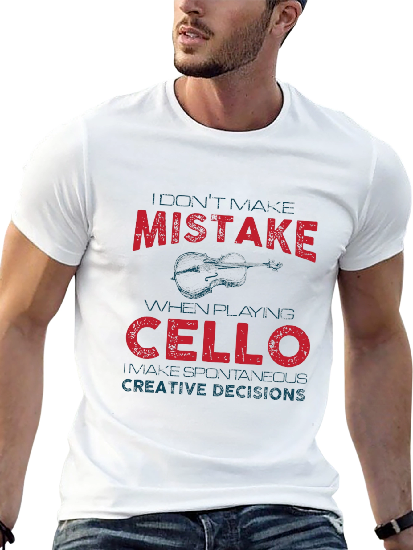 Black Cello Player "Mistake" Graphic Tee view 13