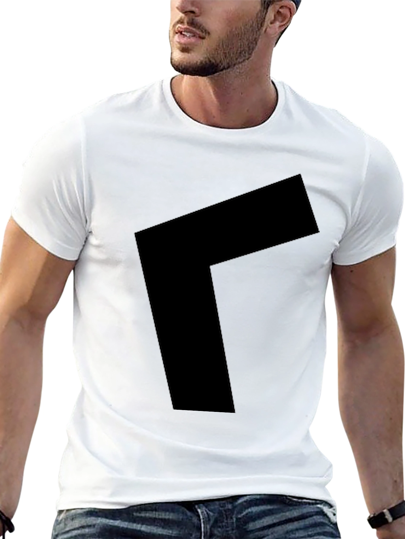 Black Modern Geometric Black Graphic Tee view 13