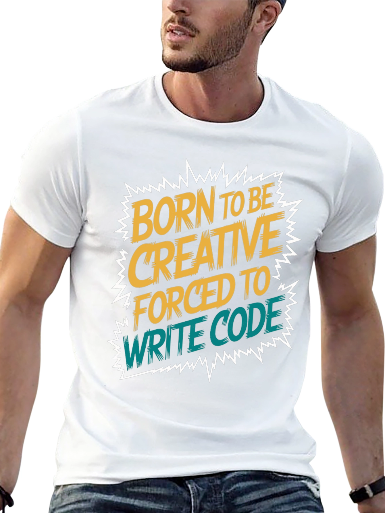 Black Born to Be Creative T-Shirt - Coding Humor view 13
