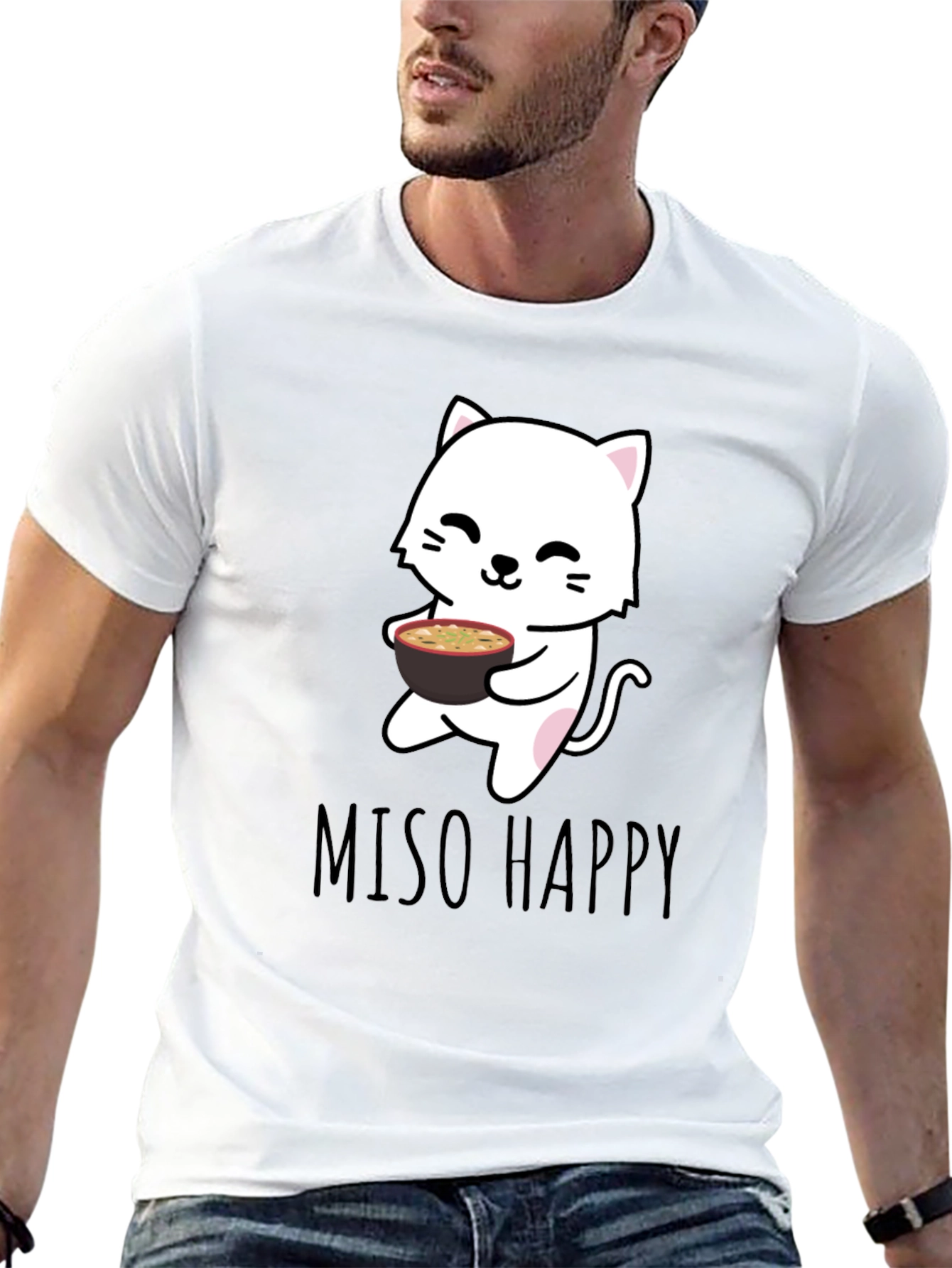 Black Miso Happy Cat T-Shirt - Black view 13