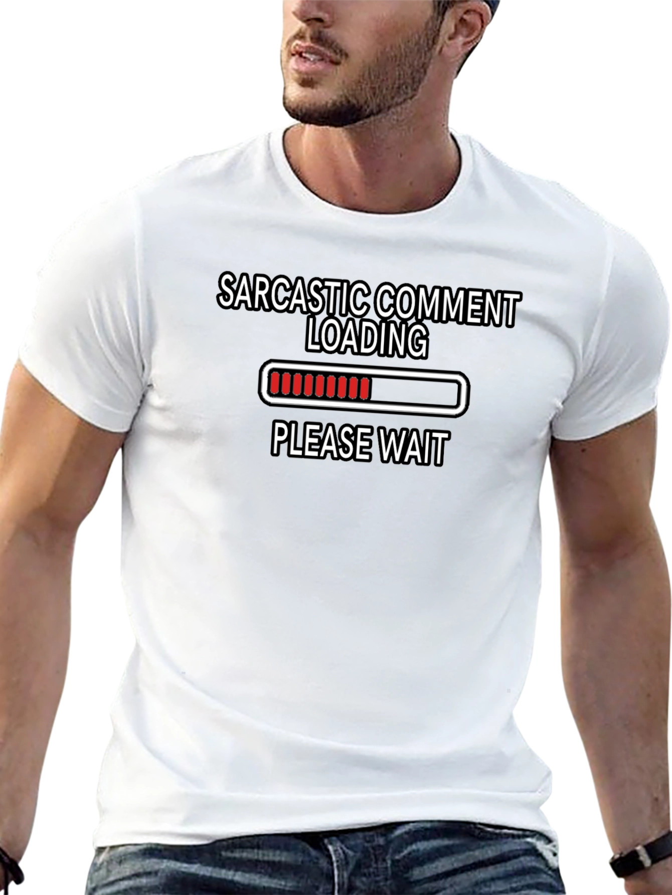 Black Sarcastic Comment Loading Funny Graphic T-Shirt view 13