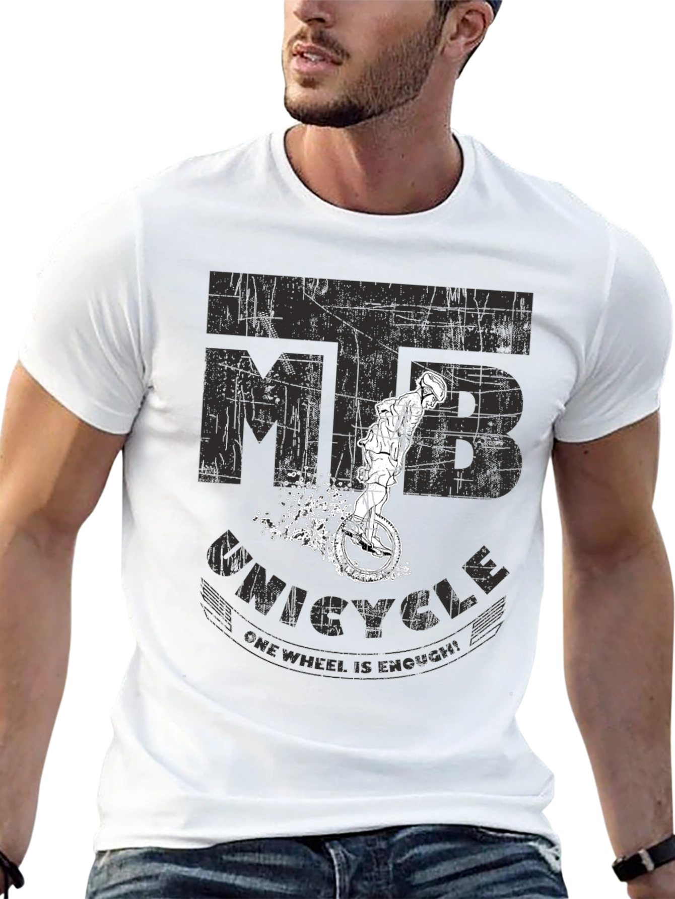 Black MTB Unicycle T-Shirt - One Wheel is Enough! view 13