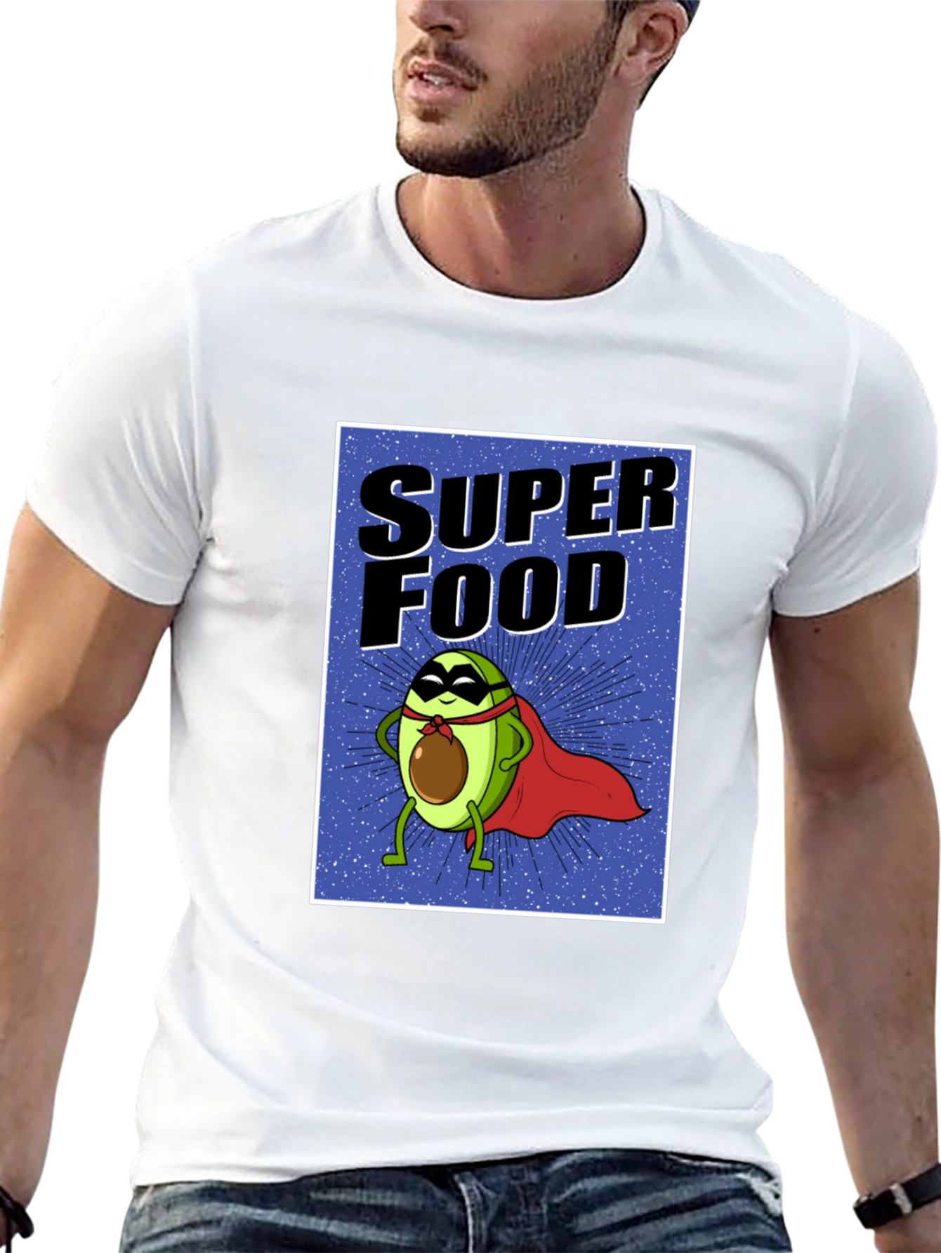 Black Super Food Avocado T-Shirt - Novelty Superhero Tee view 13