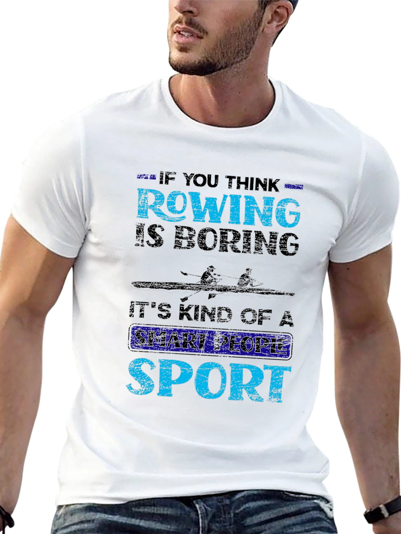 Black Rowing Smart People Sport Graphic T-Shirt view 13