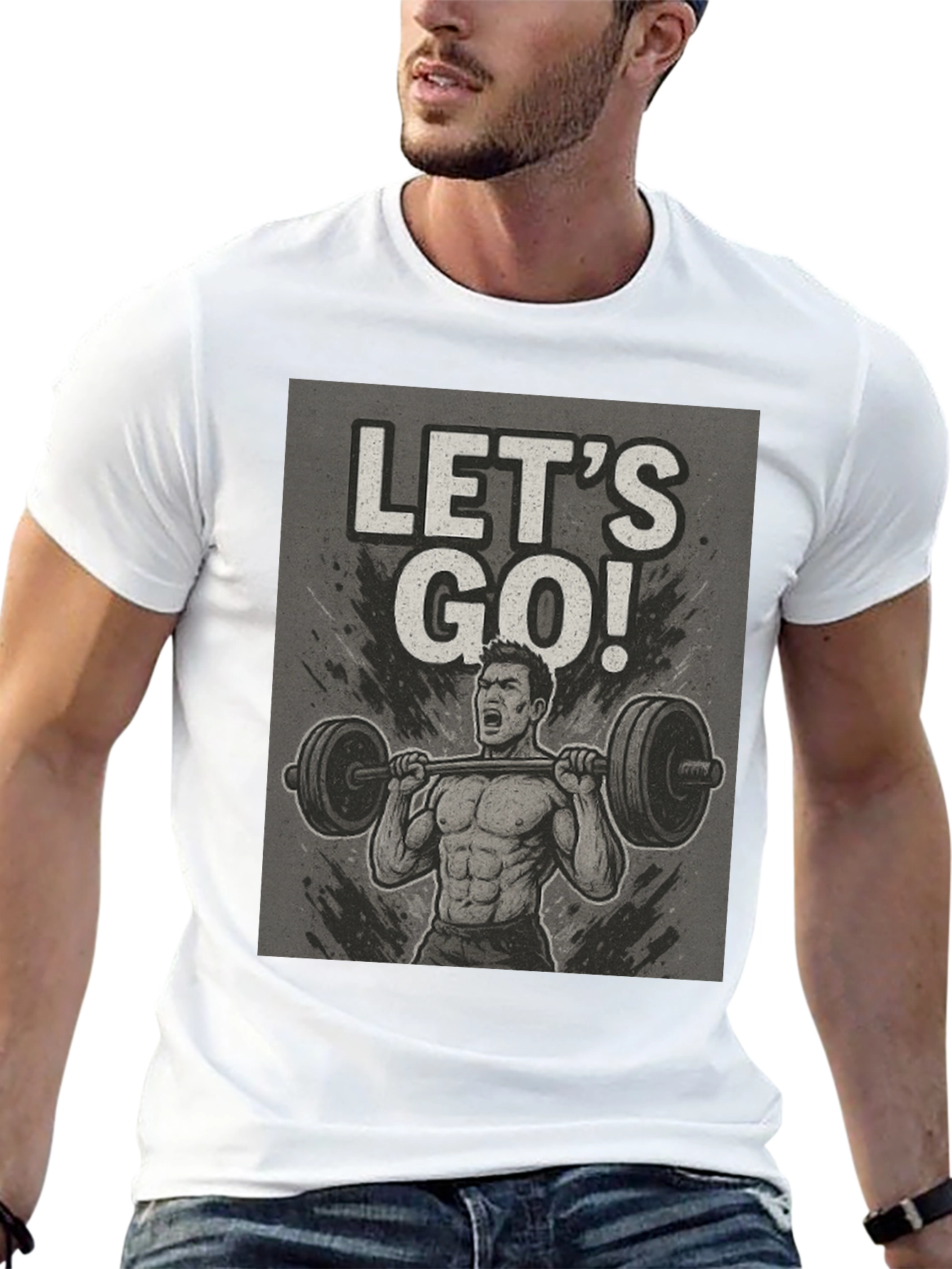 Black Let's Go Weightlifting Black T-Shirt view 13
