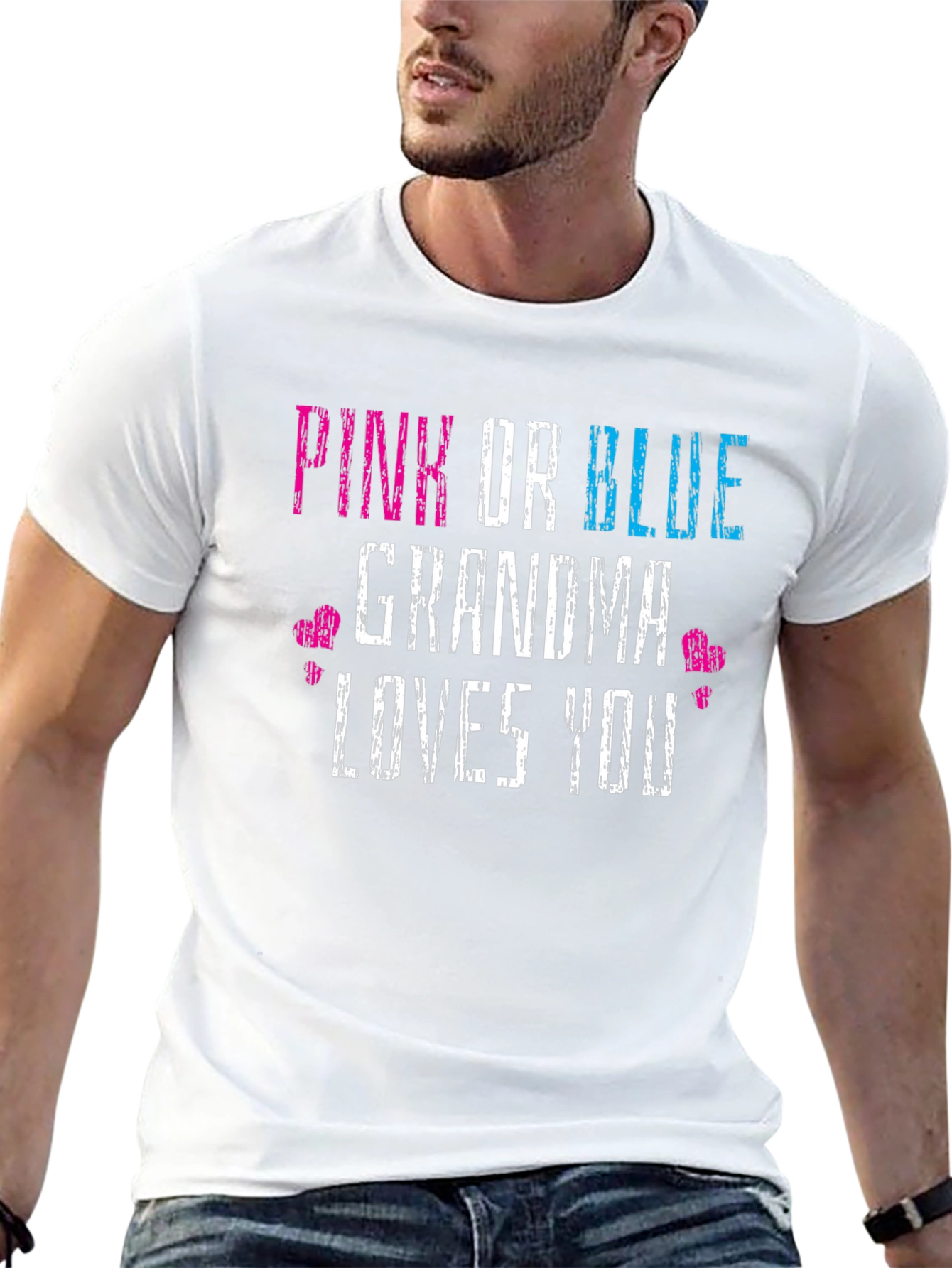 Black Pink or Blue Grandma Loves You Gender Reveal T-Shirt view 13