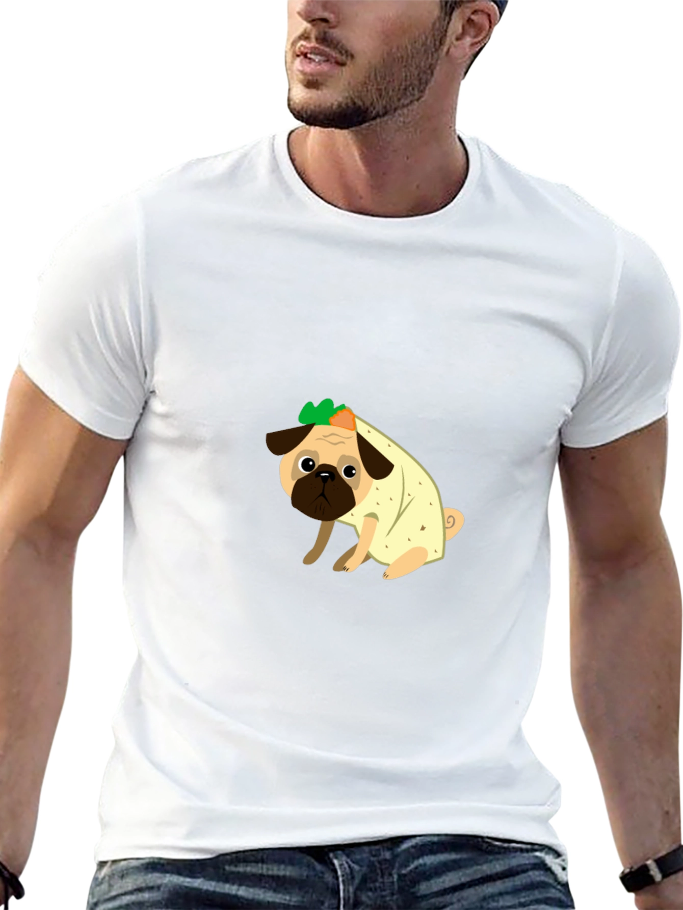 Black Pug Burrito T-Shirt - Cute Novelty Tee view 13