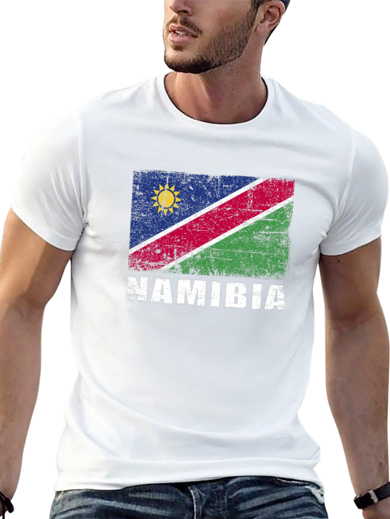 Black Namibia Flag T-Shirt - Vintage Graphic Tee view 13