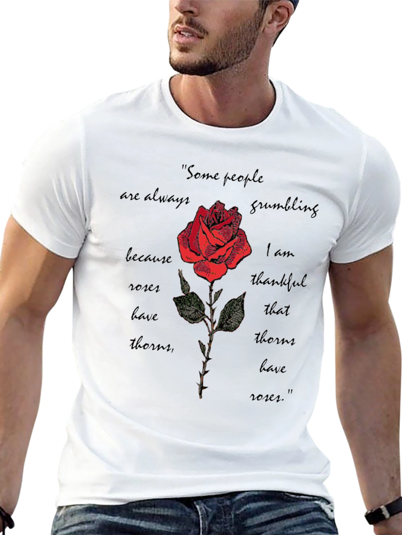 Rose & Thorns T-Shirt: Gratefulness Graphic Tee - 13
