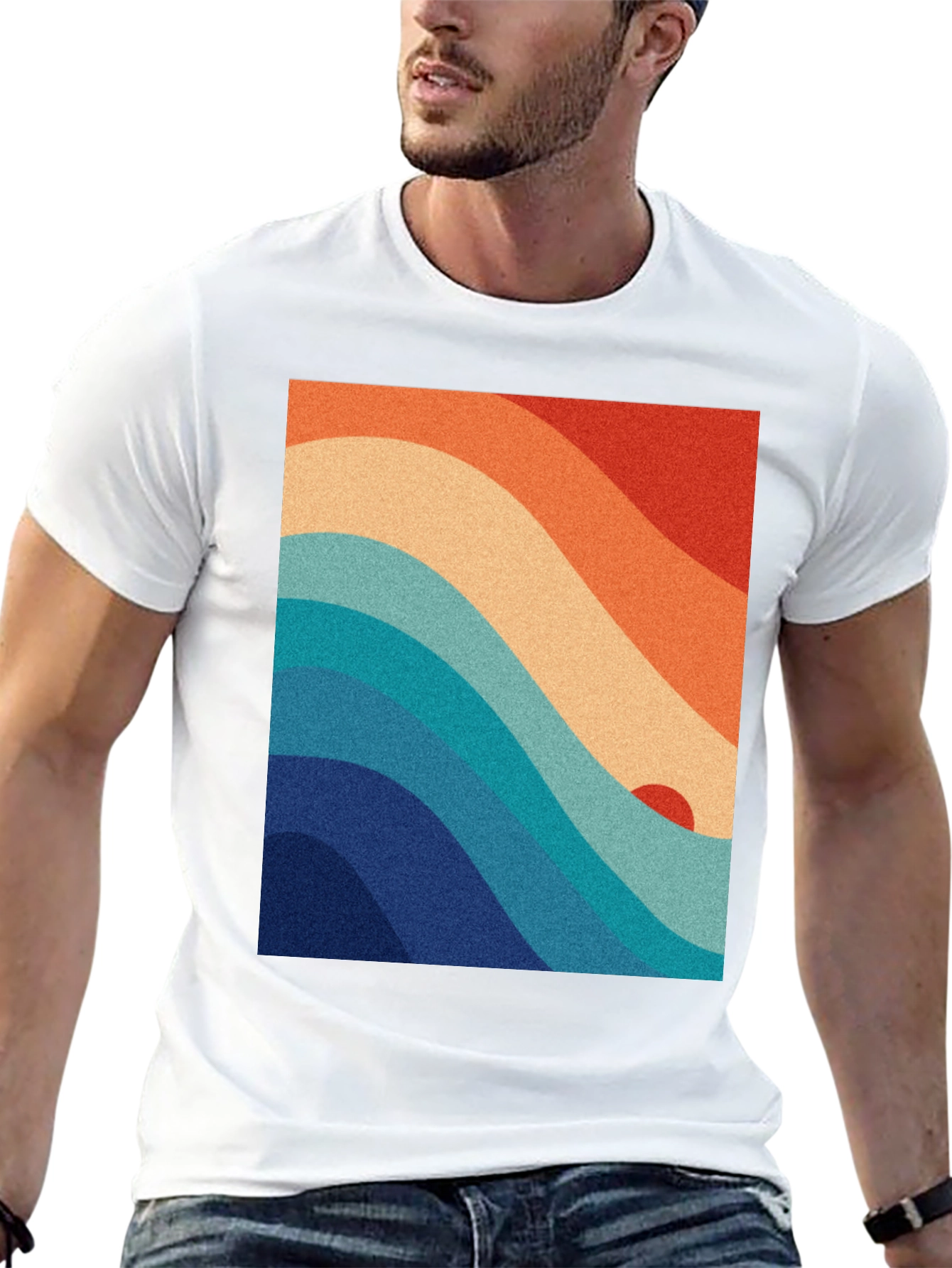 Black Retro Wave Graphic Tee - Vintage Style view 13
