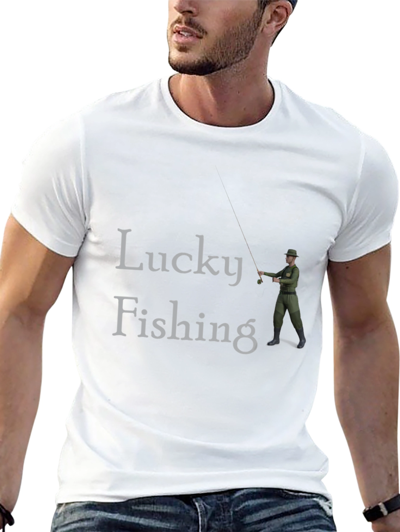 Black Lucky Fishing Graphic Tee - Black Cotton view 13