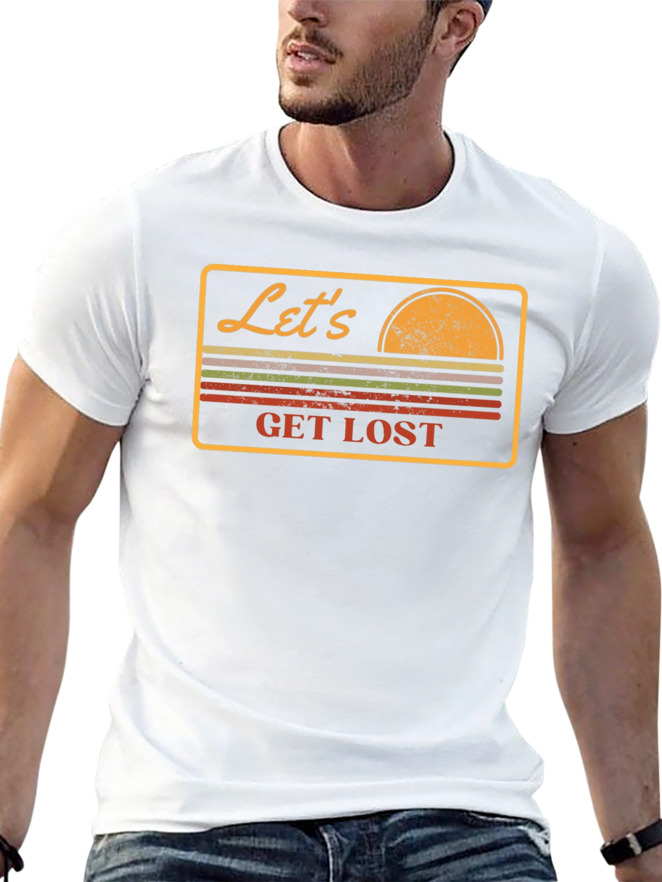 Black Let's Get Lost Retro Graphic T-Shirt view 13
