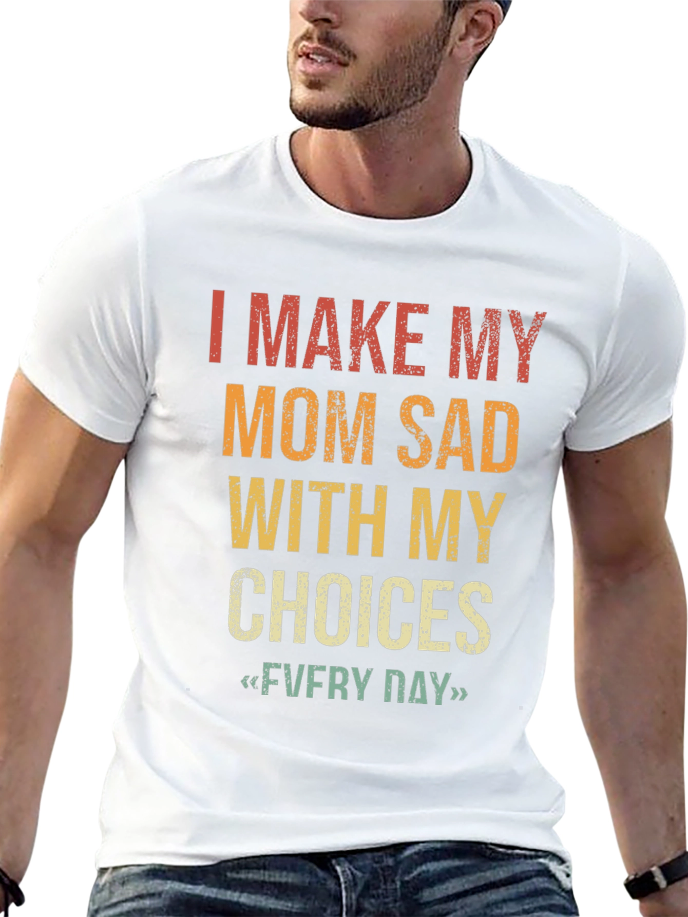 Black Funny "I Make My Mom Sad" Graphic T-Shirt view 13