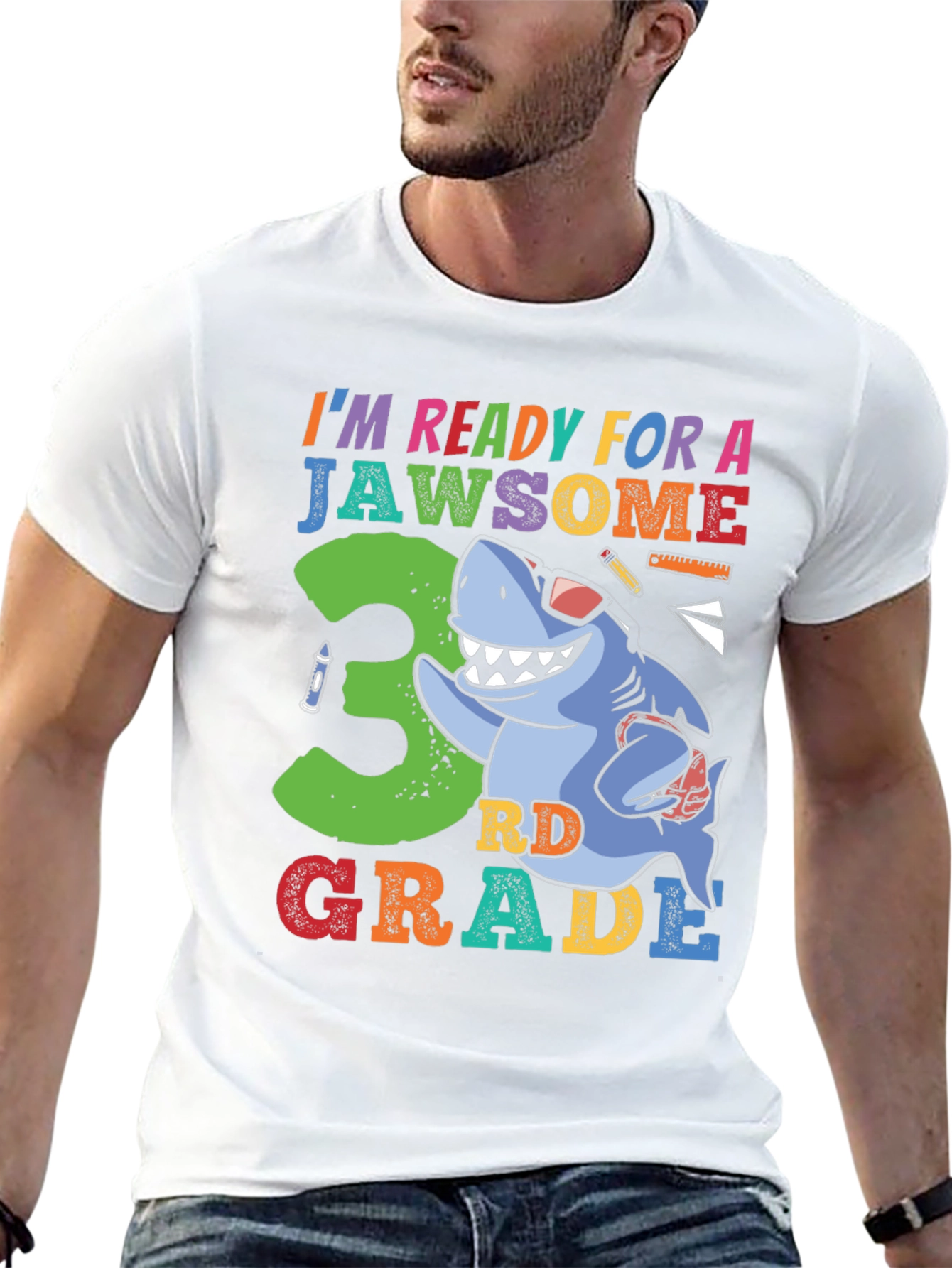 Black Jawsome 3rd Grade Shark T-Shirt view 13