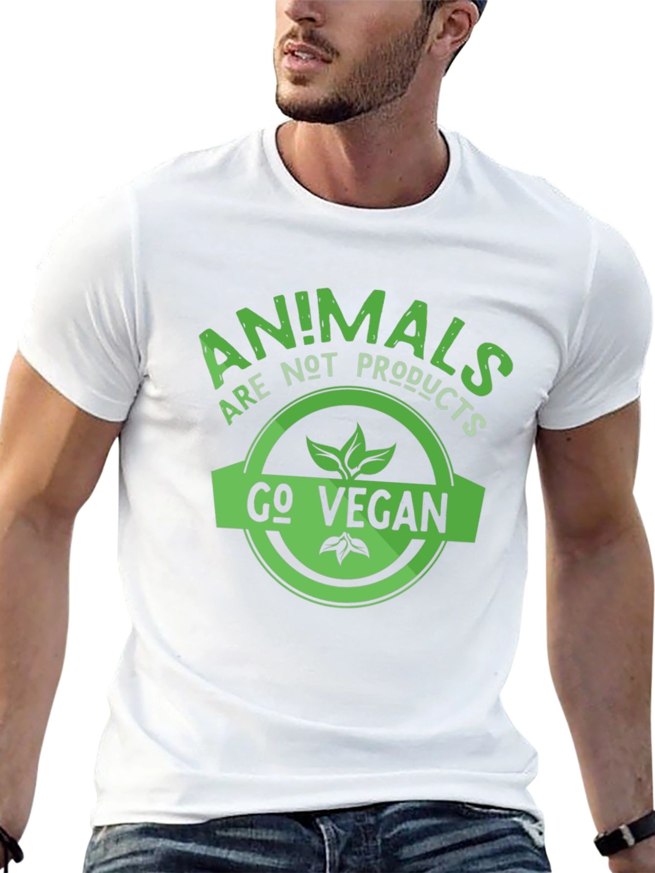 Black Vegan Slogan T-Shirt - Animals Are Not Products view 13
