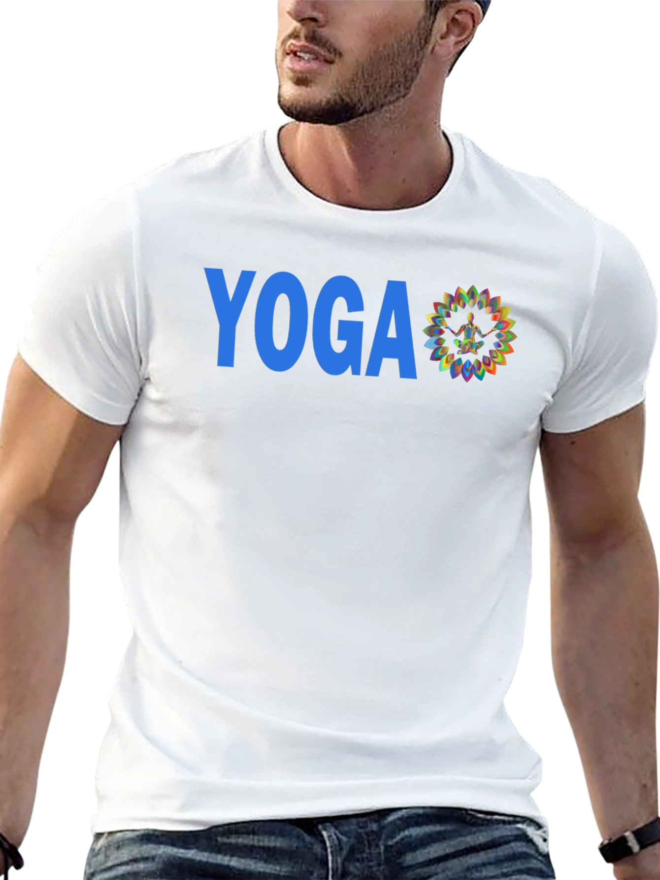 Black Yoga Graphic Tee - Men's Black Cotton T-Shirt view 13
