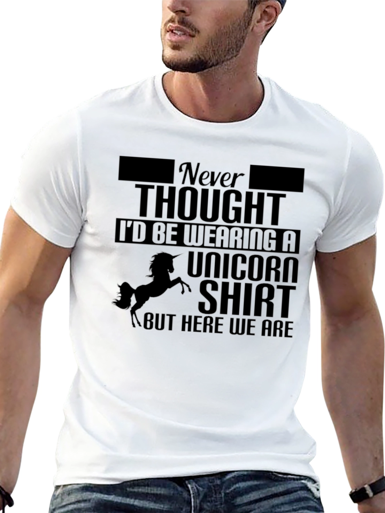 Black Unicorn Humor Graphic Tee - Never Thought I'd Be Wearing One! view 13