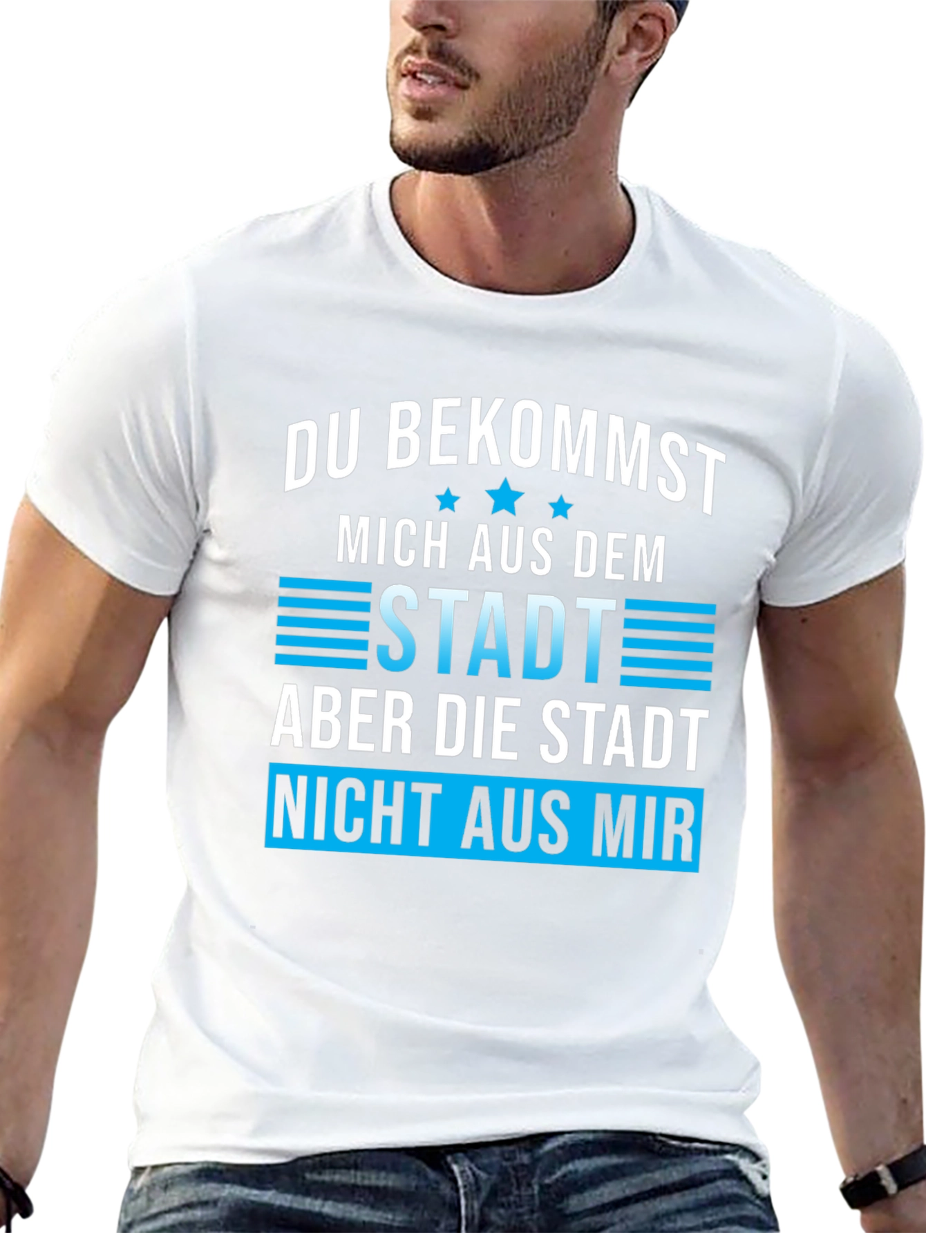 Black Funny 'Du Bekommst Mich Aus Dem Stadt' Graphic Tee view 13