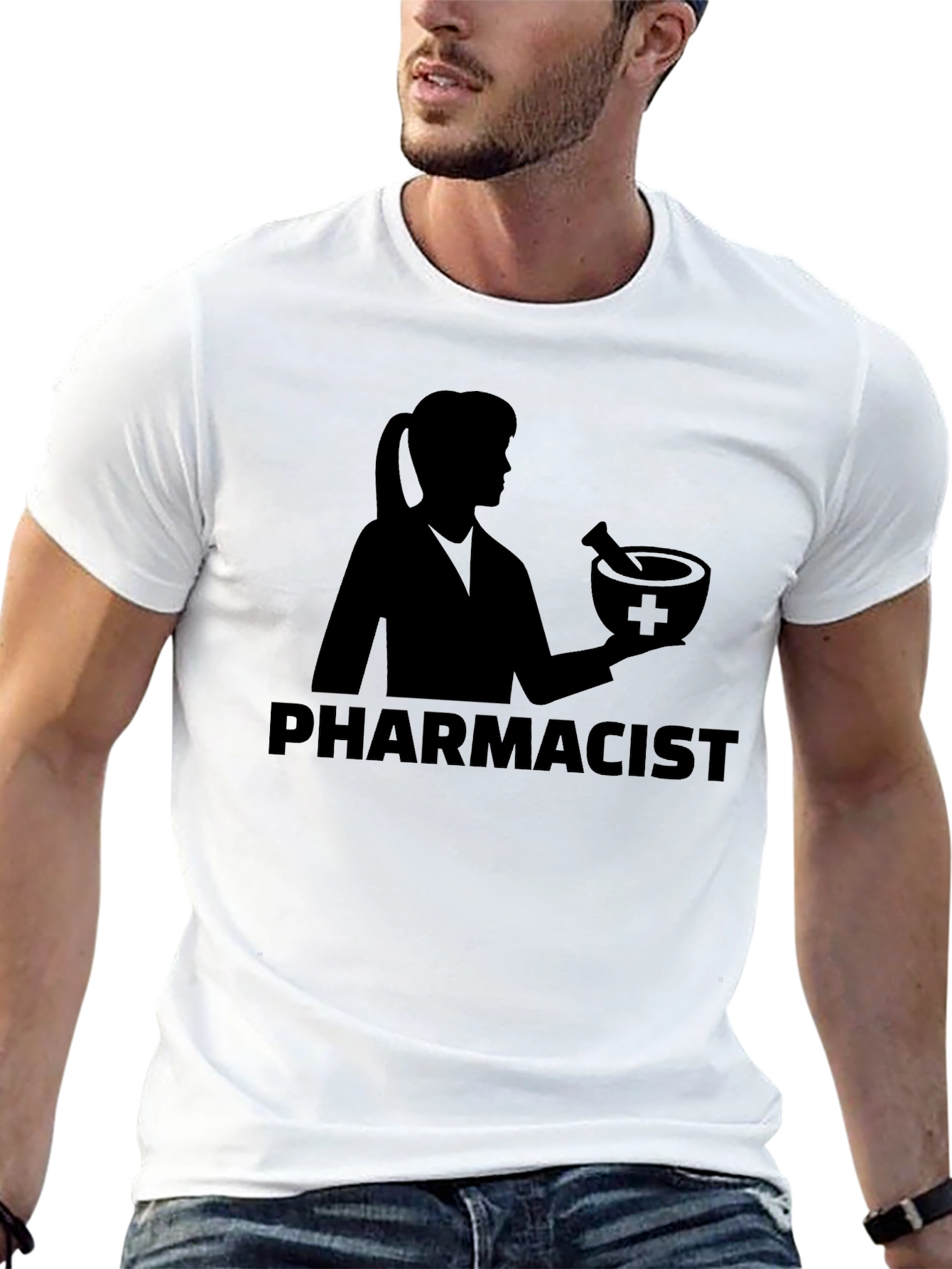 Black Pharmacist T-Shirt - Black Unisex Tee view 13