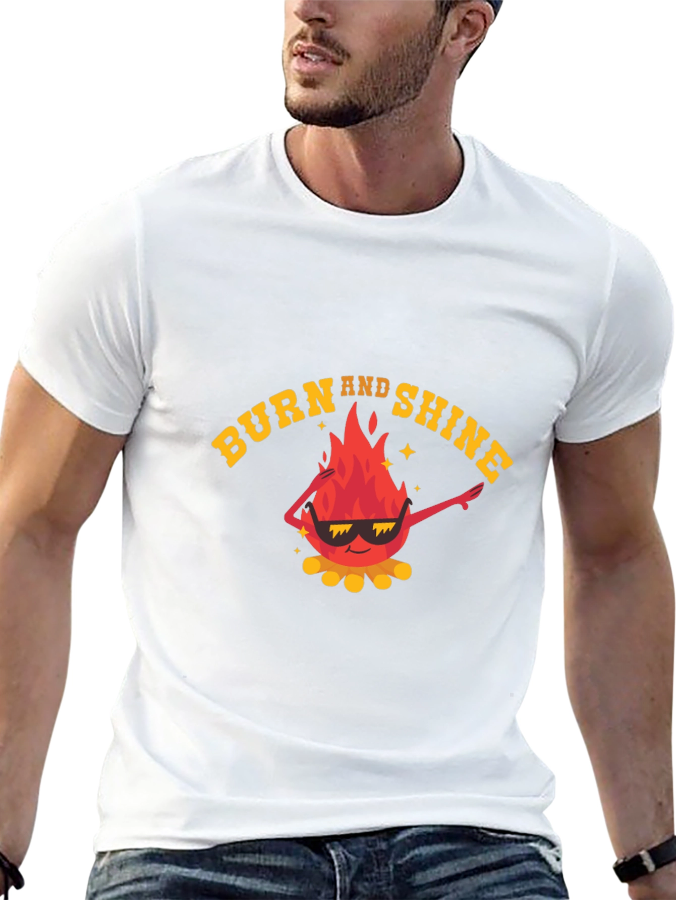 Black Burn and Shine Graphic Tee - Cool Fire Design view 13