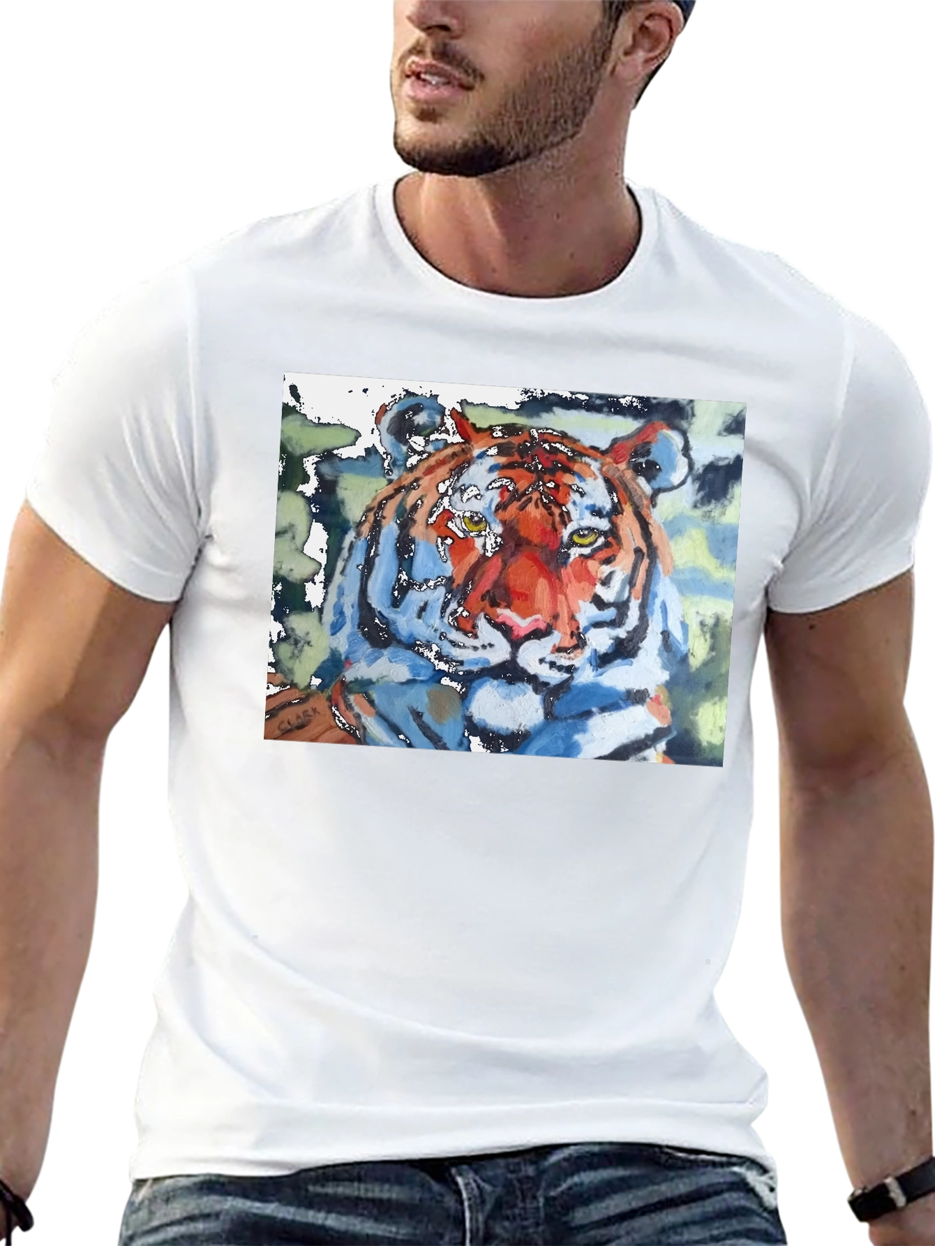 Black Tiger Watercolor Art Graphic T-Shirt view 13