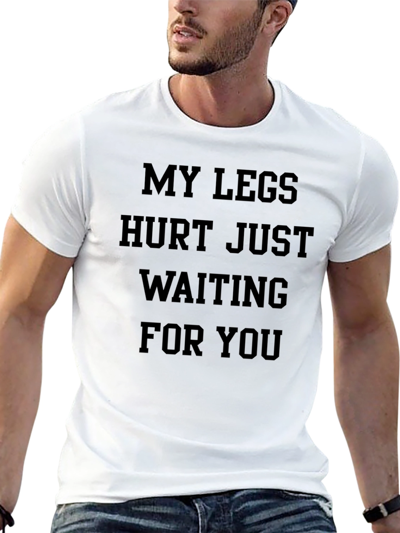 Black Funny Leg Hurt T-Shirt - Waiting For You view 13