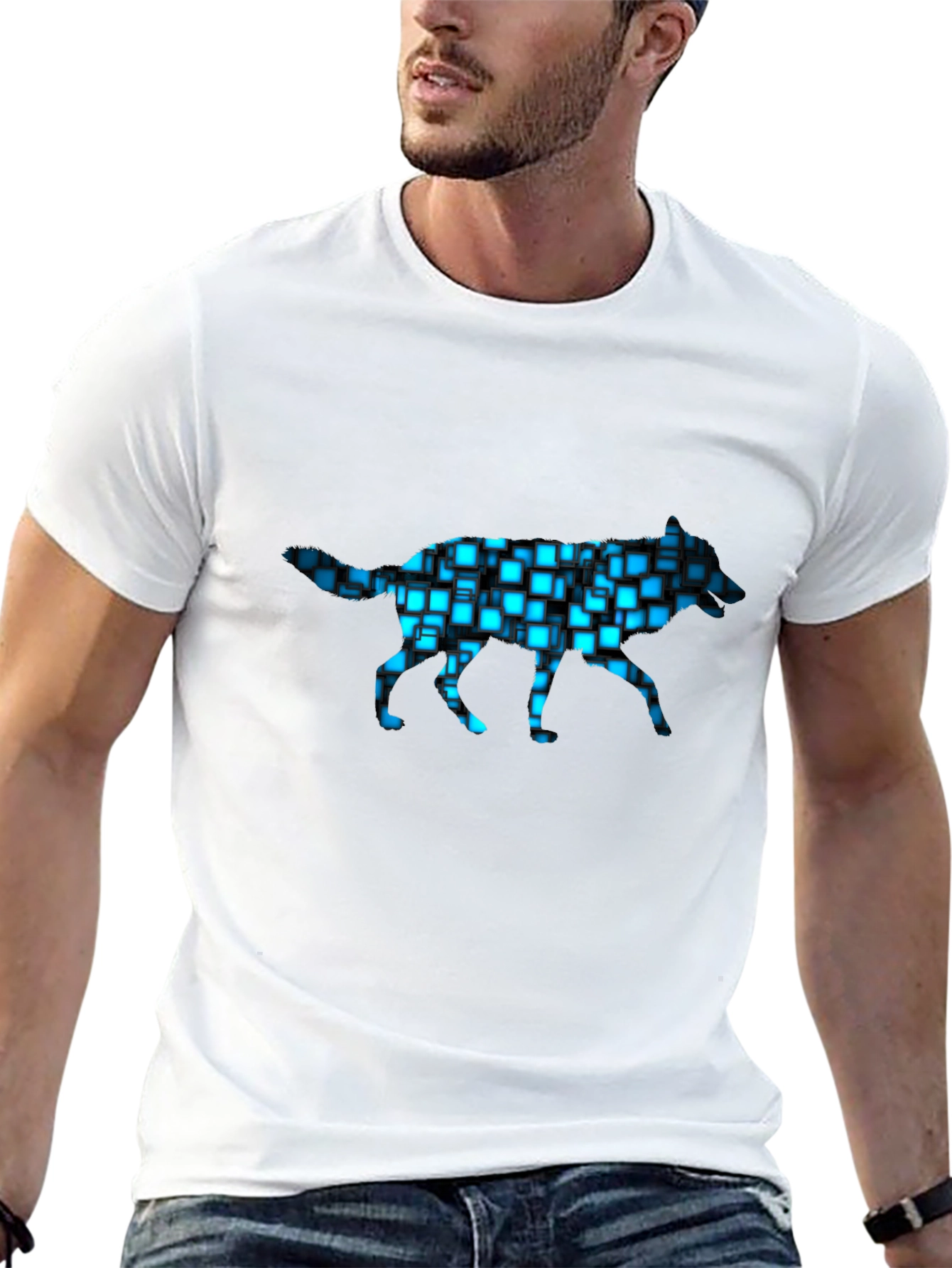 Black Cyber Wolf T-Shirt - Black Graphic Tee view 13