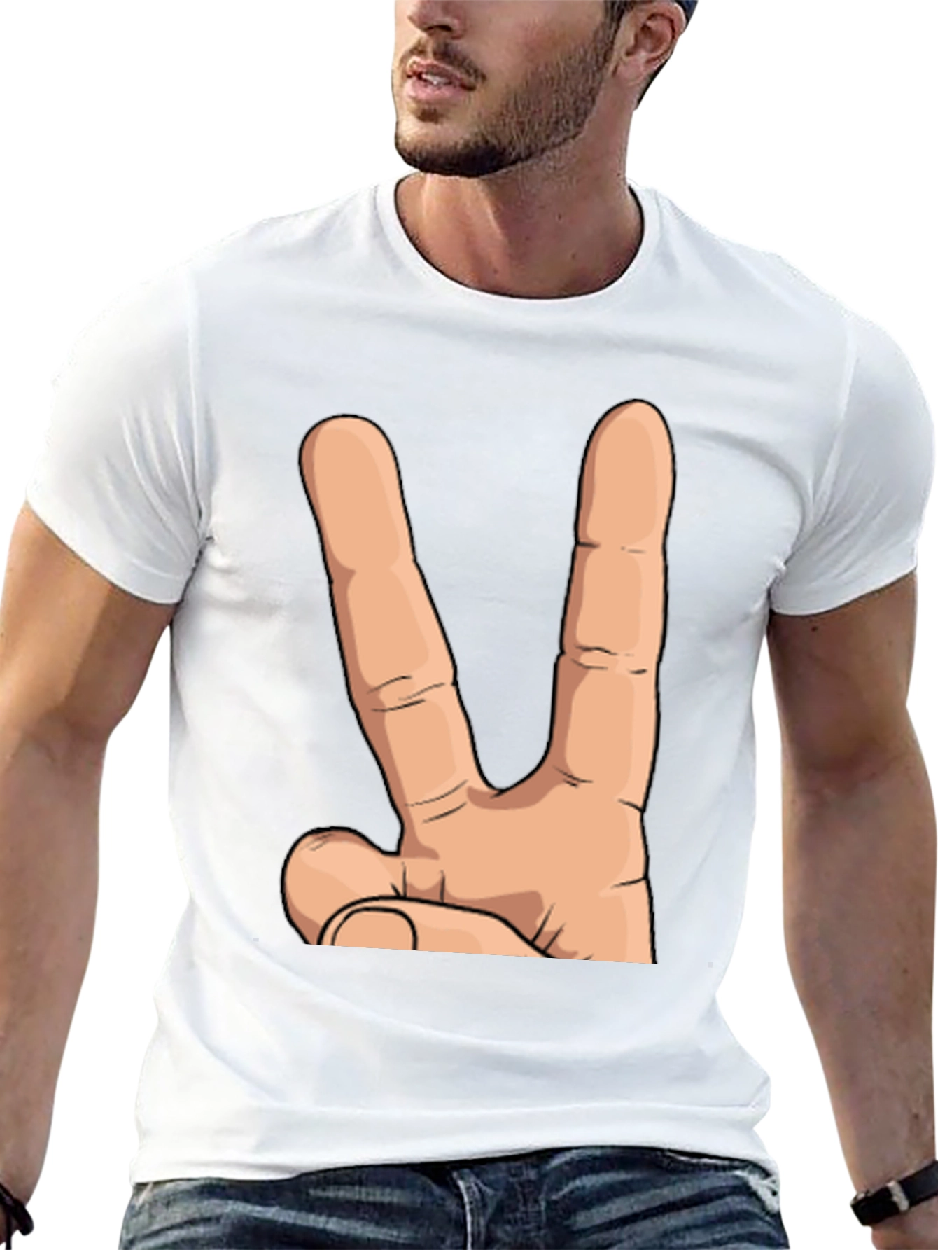 Black Peace Hand Sign Graphic T-Shirt - Unisex Cotton Tee view 13