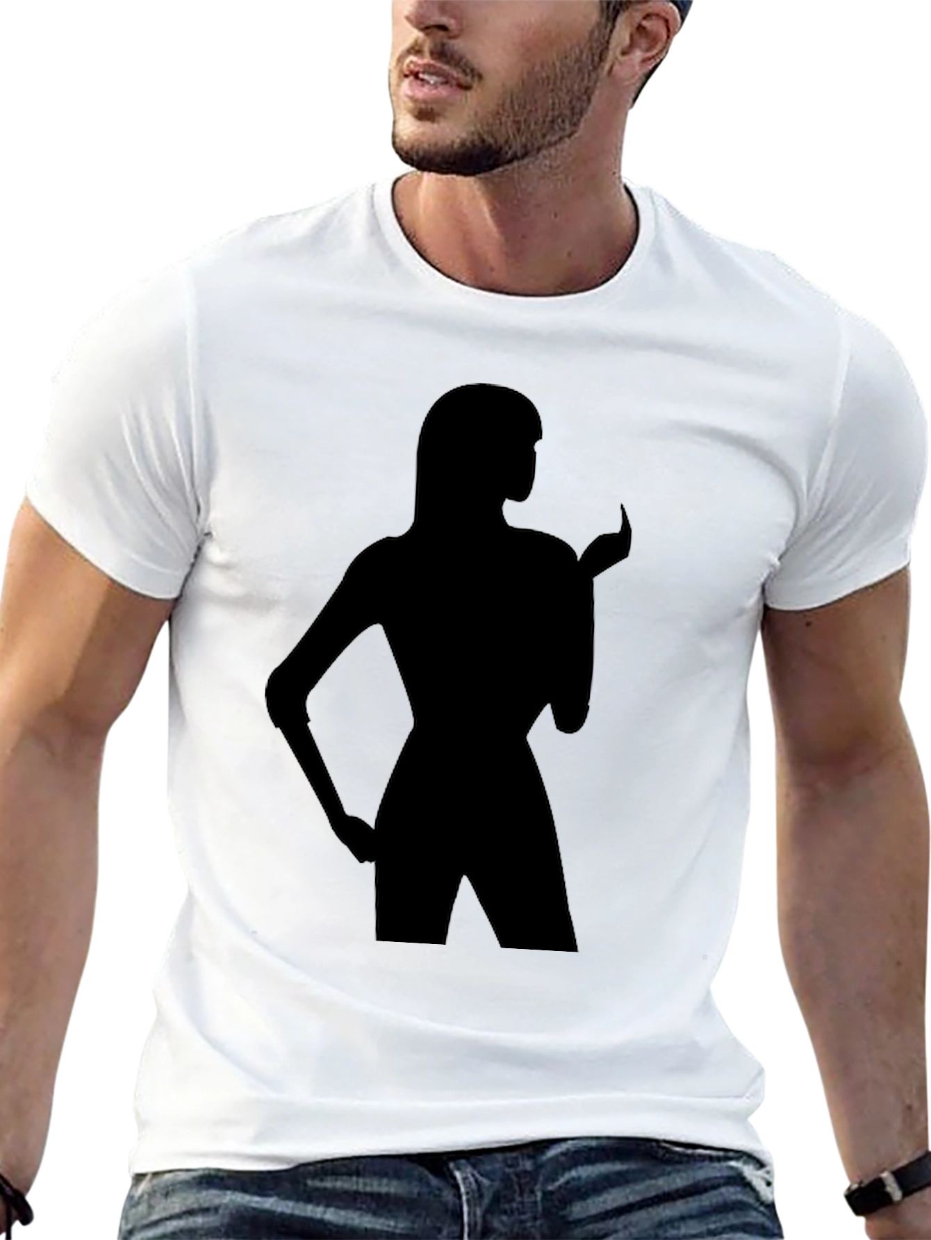 Black Silhouette Tee - Black T-Shirt with Figure Graphic view 13