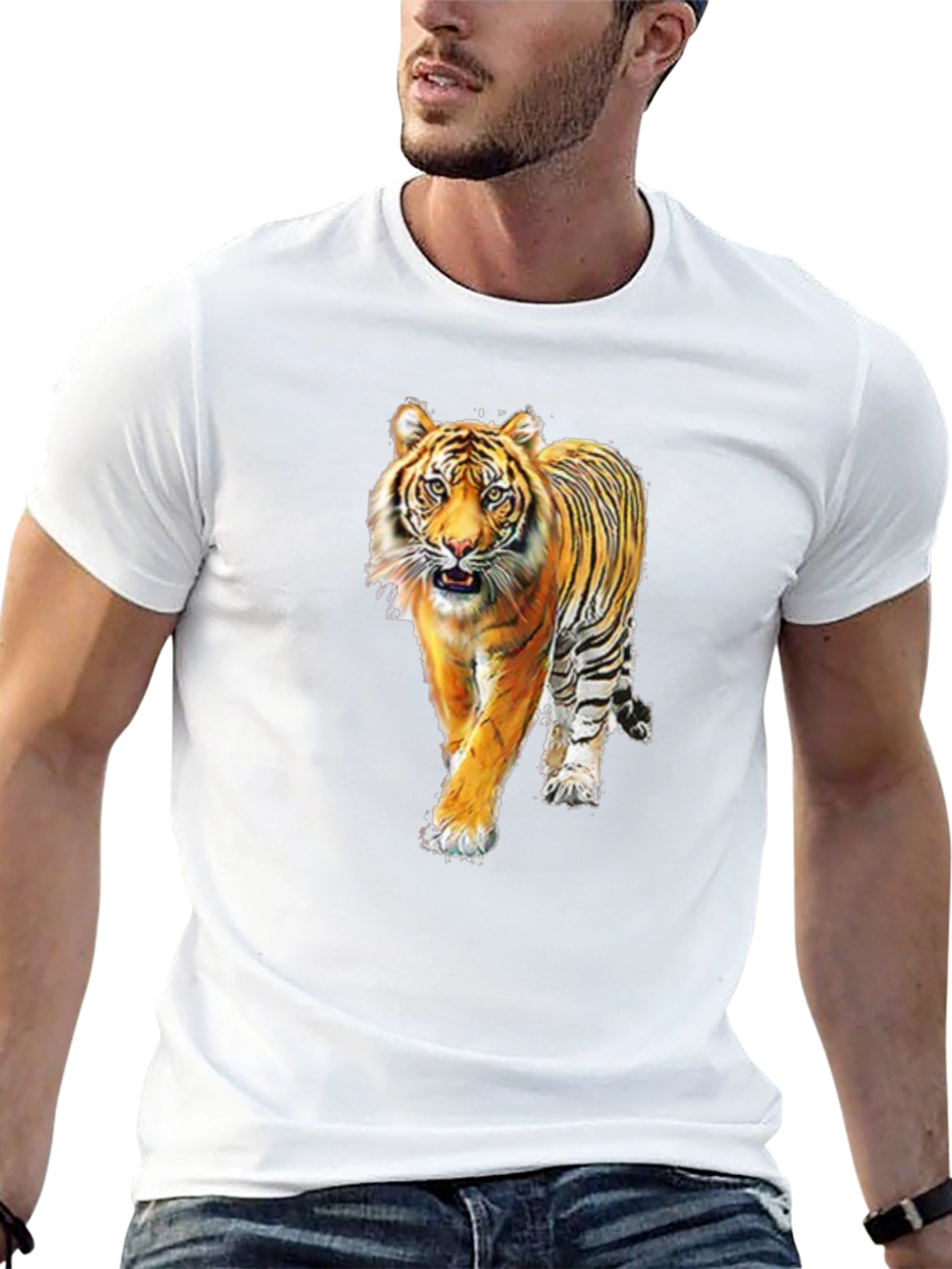 Black Tiger Graphic Print Black T-Shirt view 13