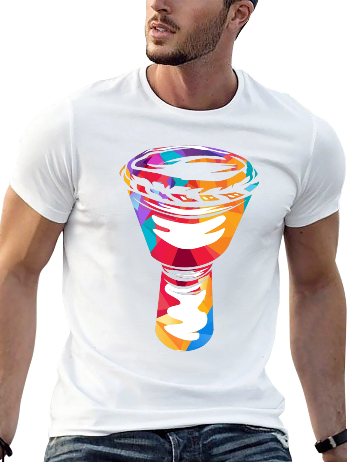 Black Colorful Darbuka Drum Graphic T-Shirt view 13