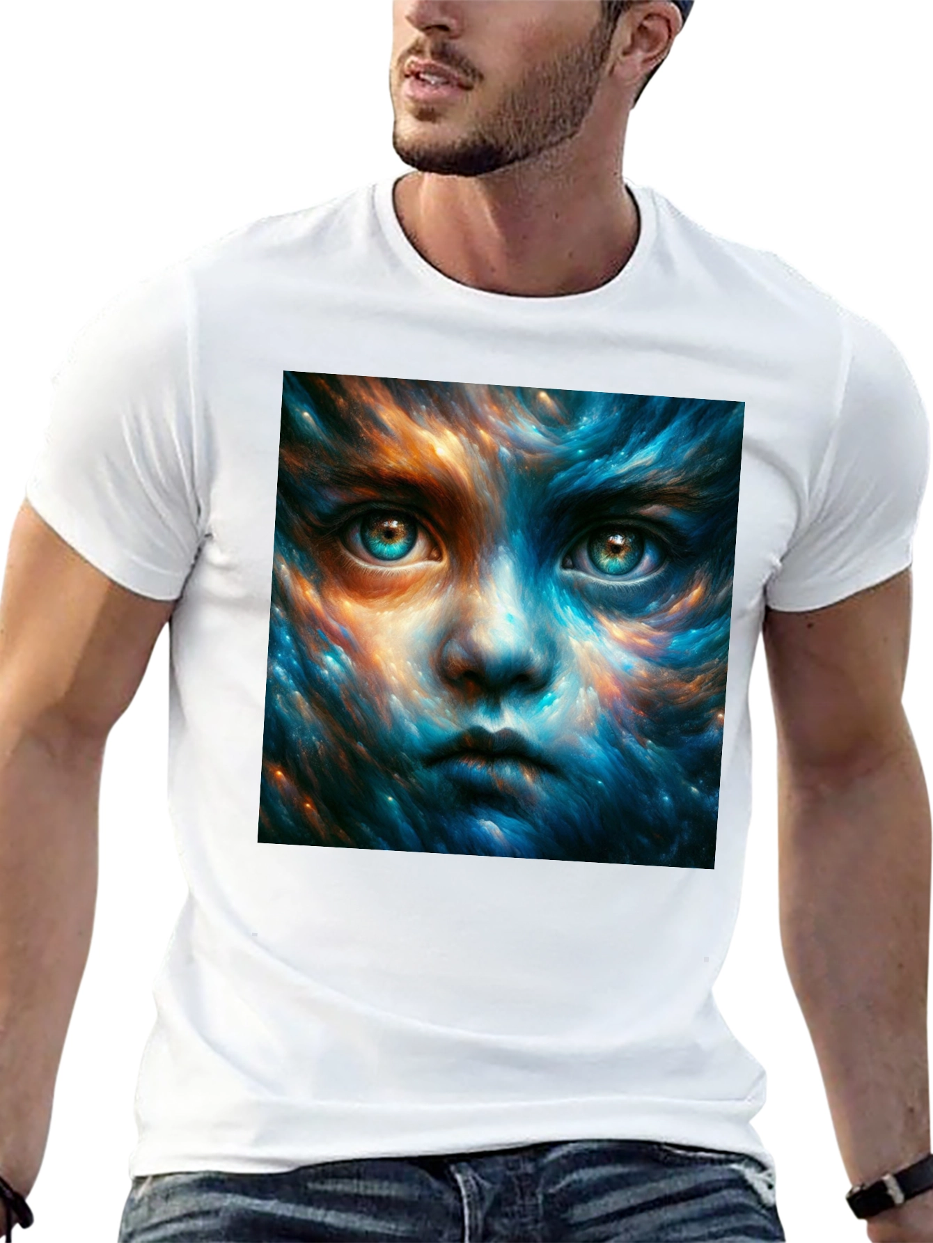 Black Mystic Face Graphic Black T-Shirt view 13