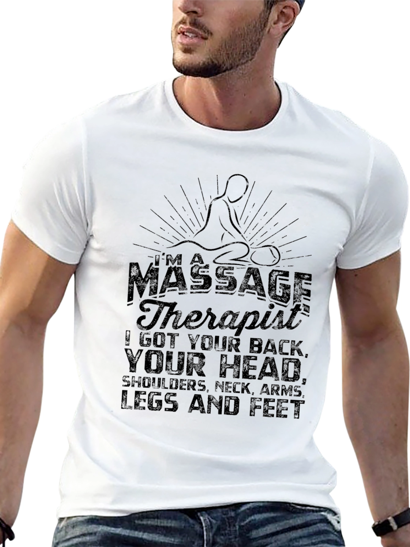 Black Massage Therapist Graphic T-Shirt - I Got Your Back view 13