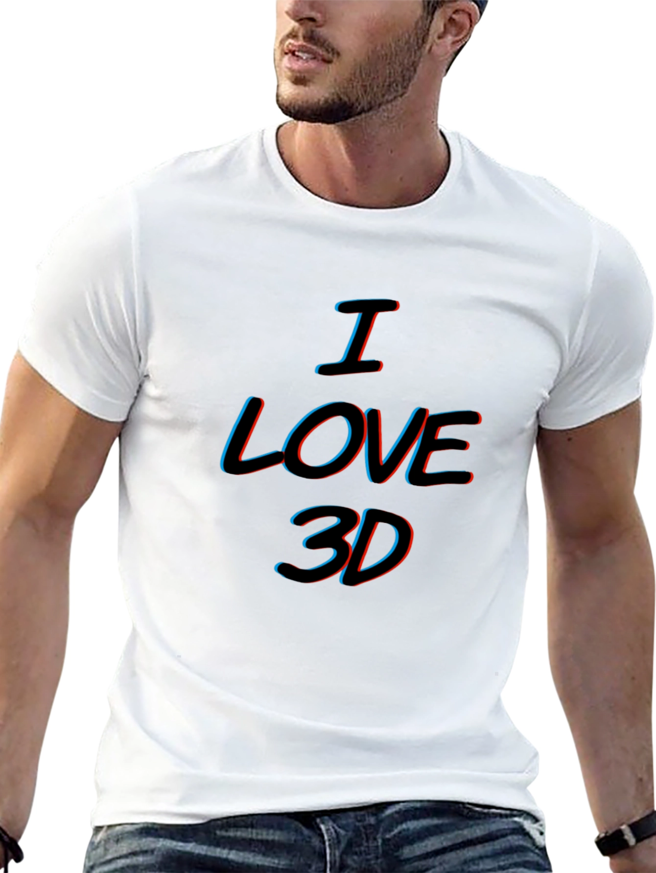 Black I Love 3D Black T-Shirt view 13